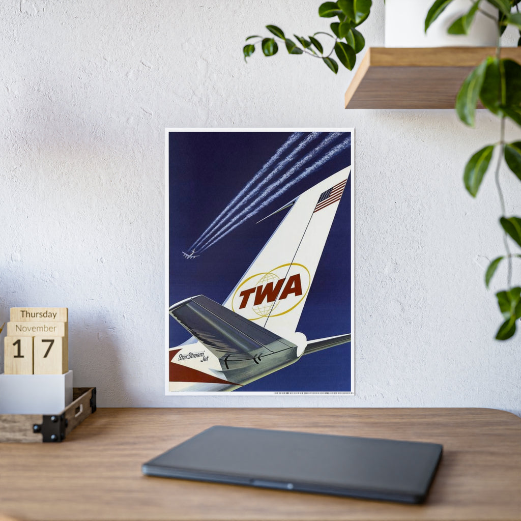 Vintage TWA Airline Poster Print — Retro Aviation Wall Art