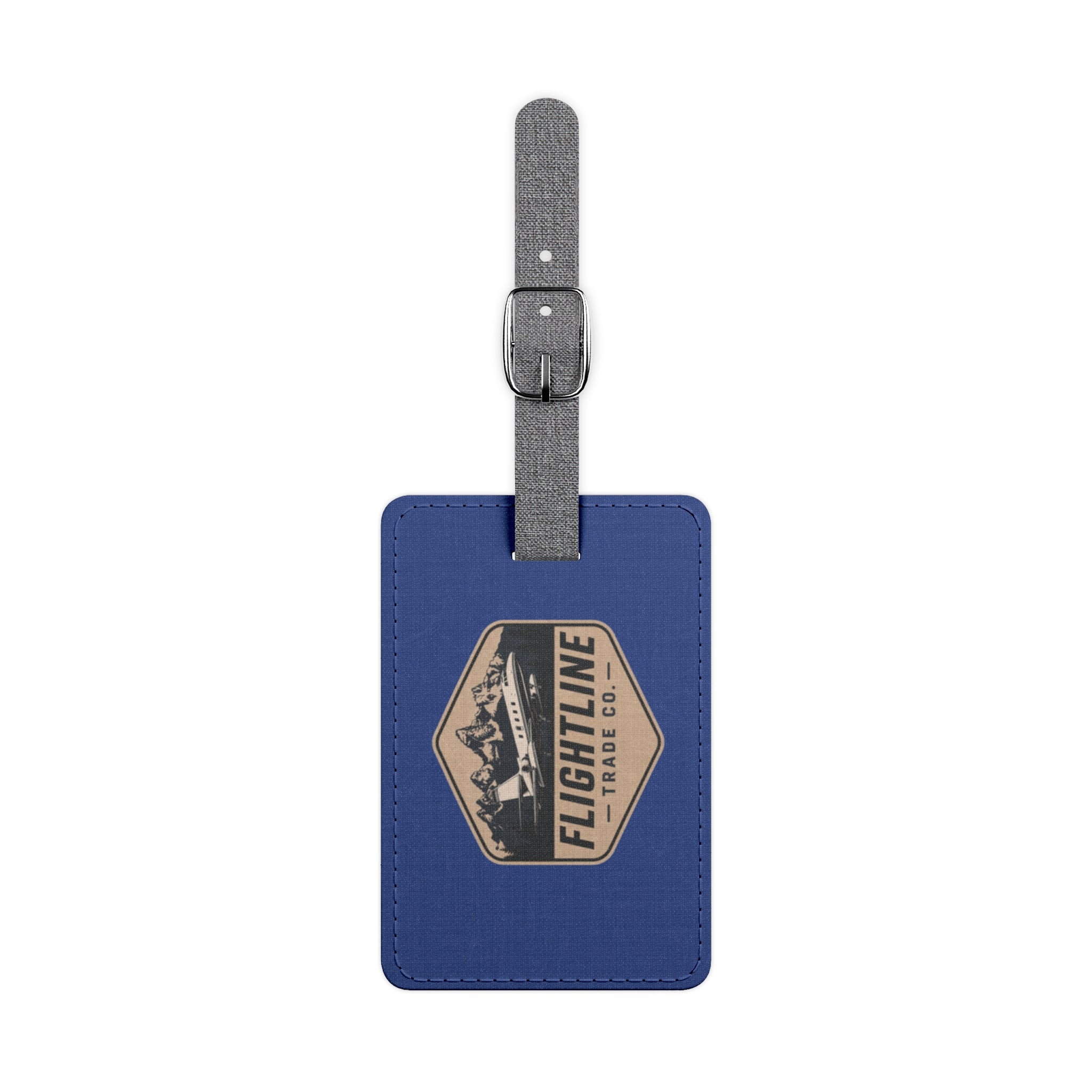 Flightline Mountain Logo Luggage Tag — Blue Saffiano Polyester