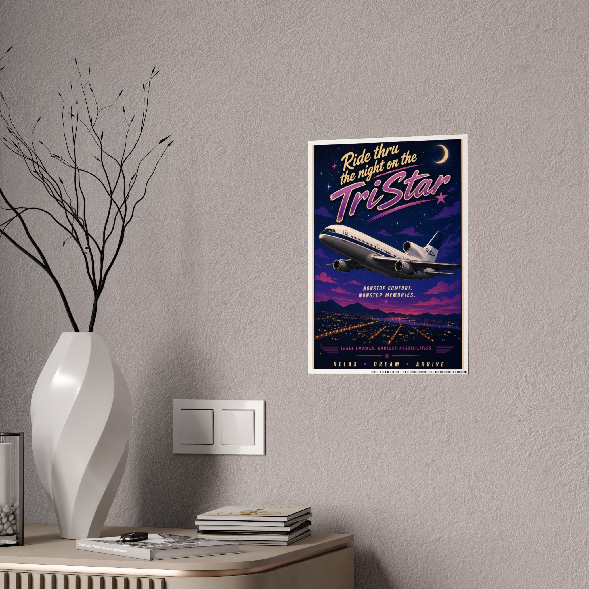 Gloss Poster - Retro Airplane Print "Nonstop Comfort, Nonstop Memories"