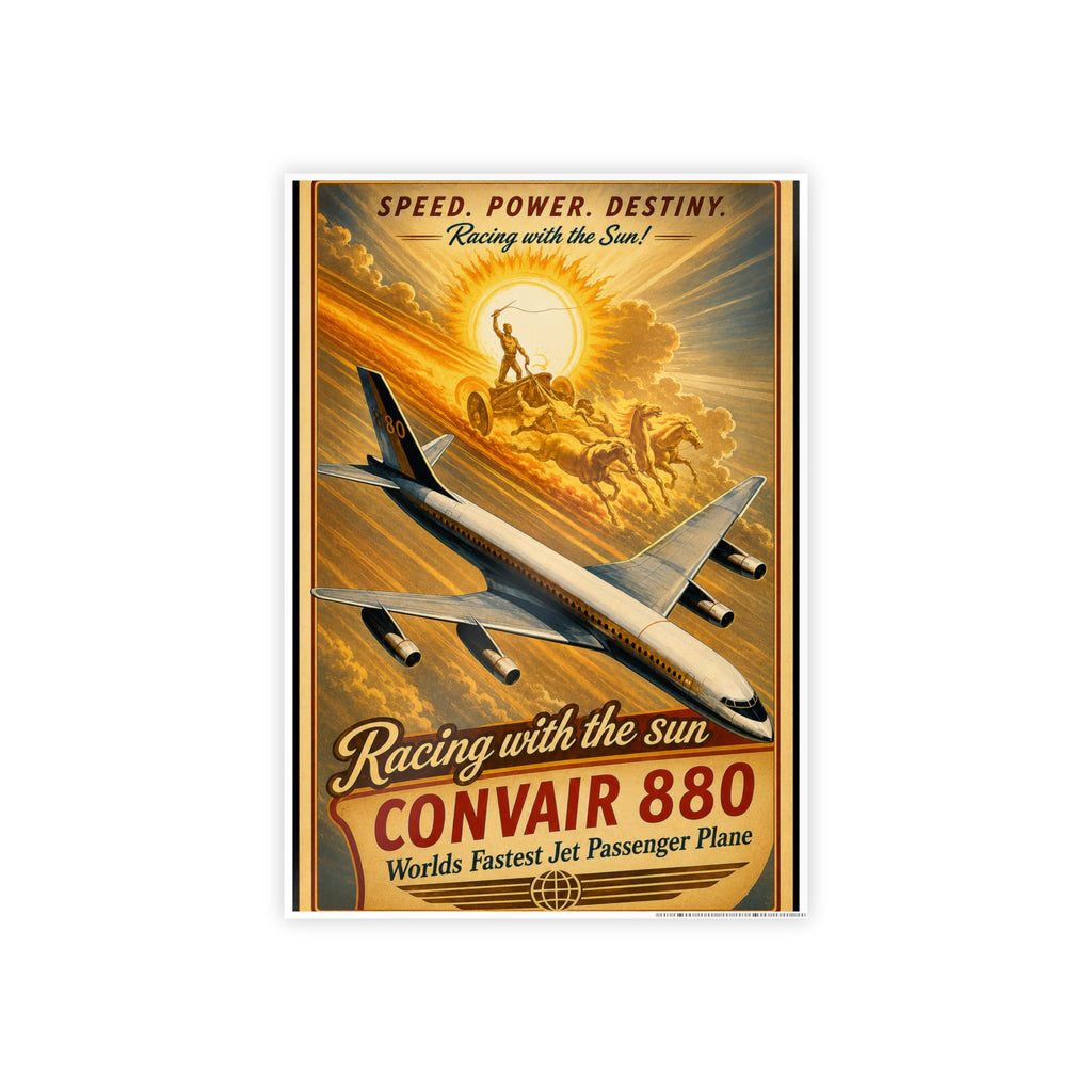 Convair 880 Vintage Airplane Poster — "Racing with the Sun" Gloss Poster