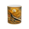 Aviation Retro Travel Poster Ceramic Mug – "Ride the Sun" Vintage Airliner Coffee Cup