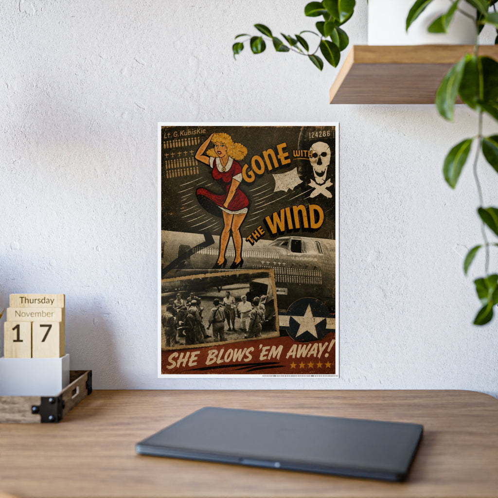 Vintage 'Gone With The Wind' Pin-Up Gloss Poster — Retro WWII Nose Art Print