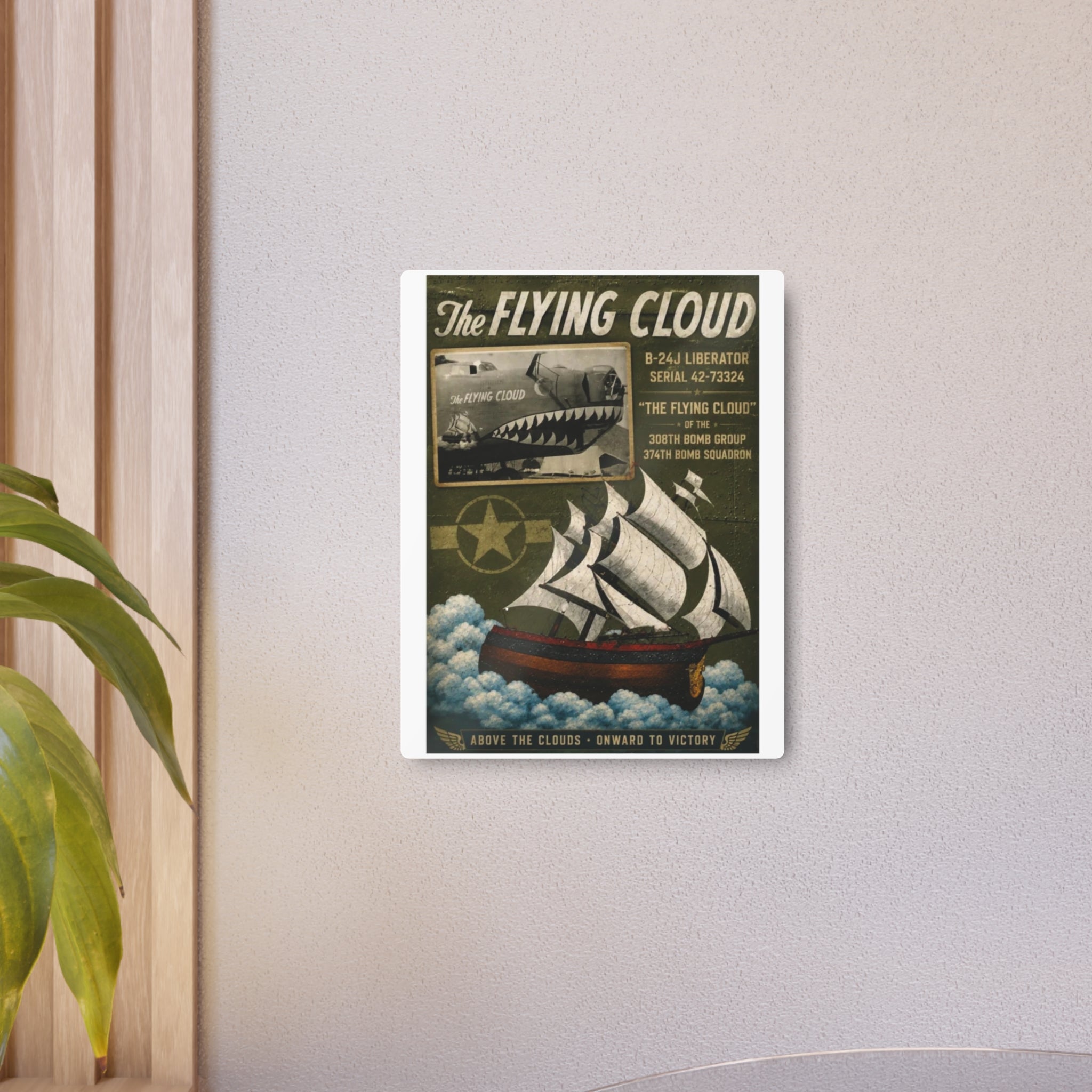 Vintage 'The Flying Cloud' Metal Sign – Nautical Airplane Retro Wall Art