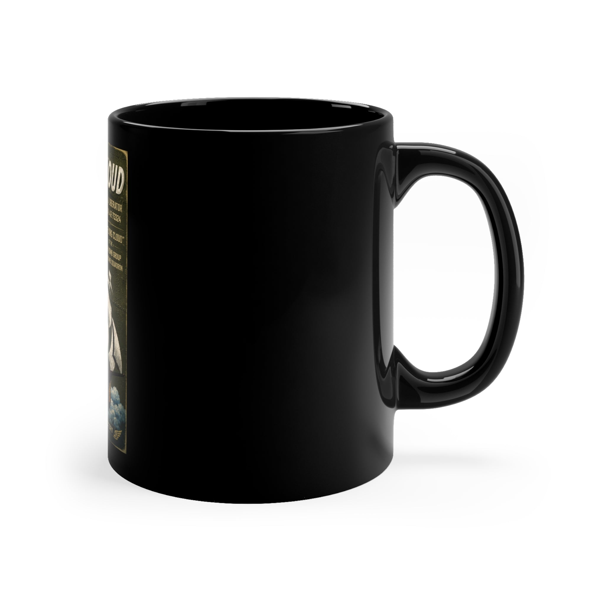 Flying Cloud Vintage Airship Coffee Mug — Retro Nautical Aviation Poster Design, 11oz Black Mug
