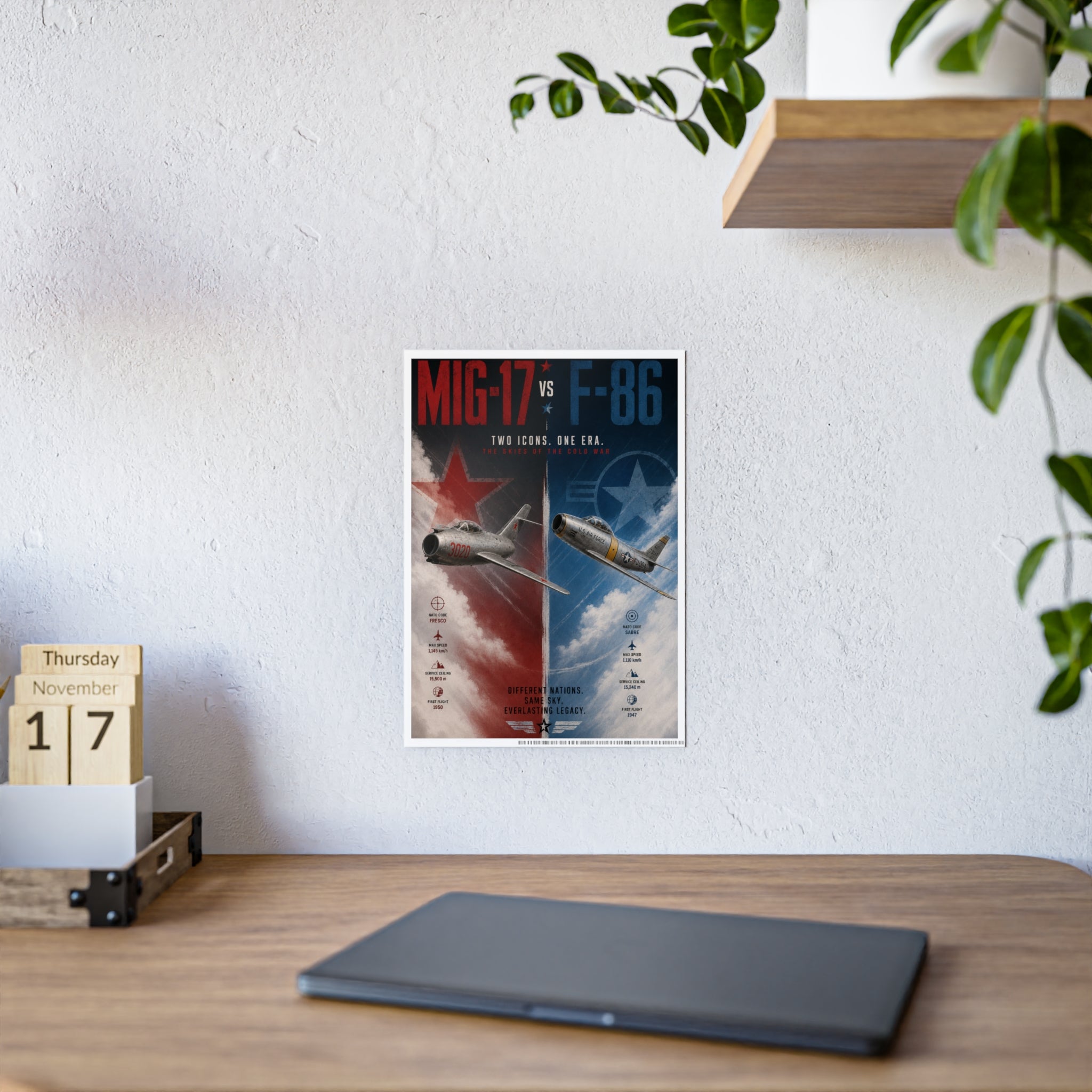Mig-17 vs F-86 Aviation Poster — Vintage Jet Fighter Gloss Print
