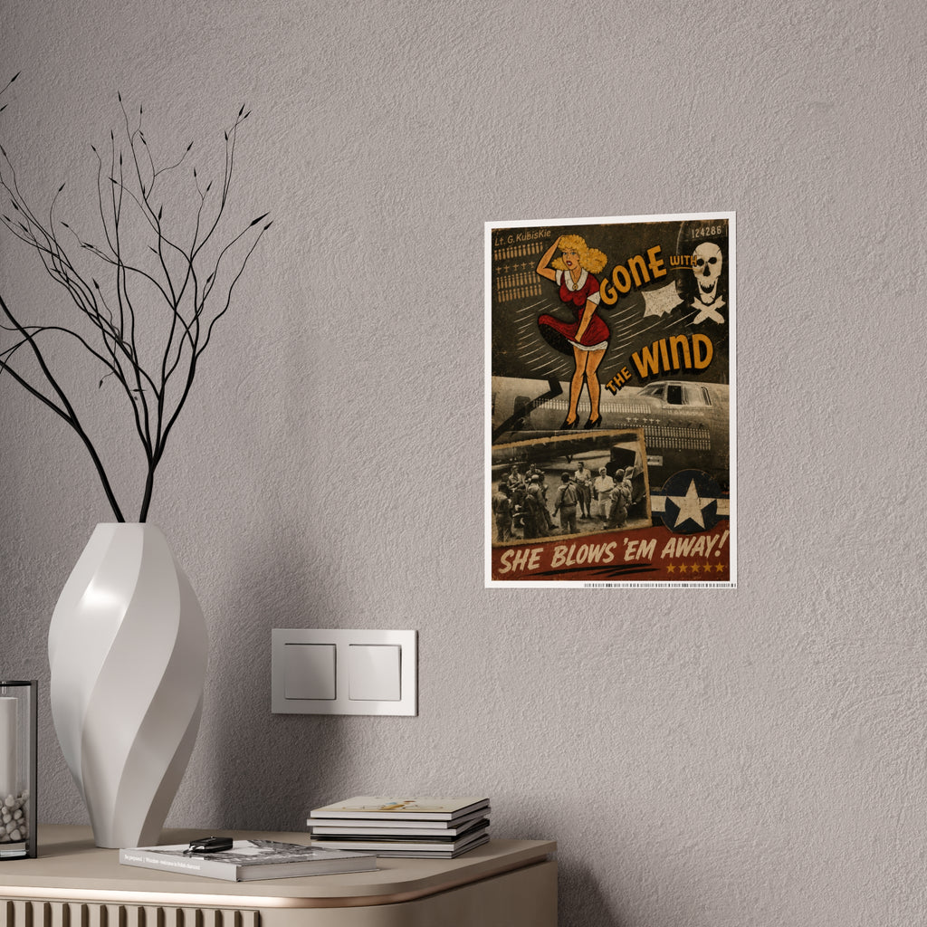 Vintage 'Gone With The Wind' Pin-Up Gloss Poster — Retro WWII Nose Art Print
