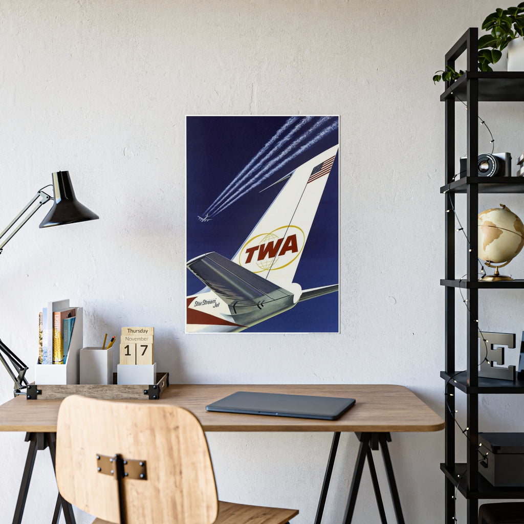 Vintage TWA Airline Poster Print — Retro Aviation Wall Art
