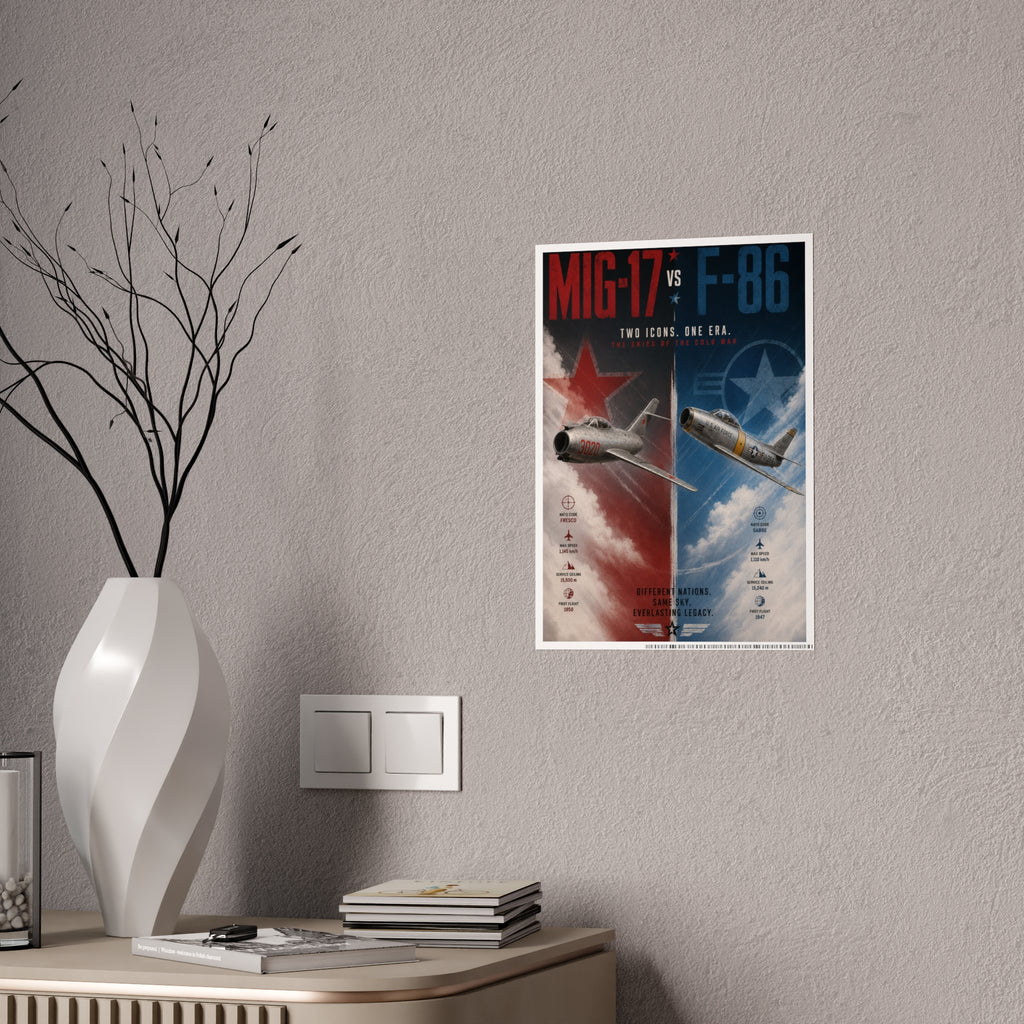 Mig-17 vs F-86 Aviation Poster — Vintage Jet Fighter Gloss Print