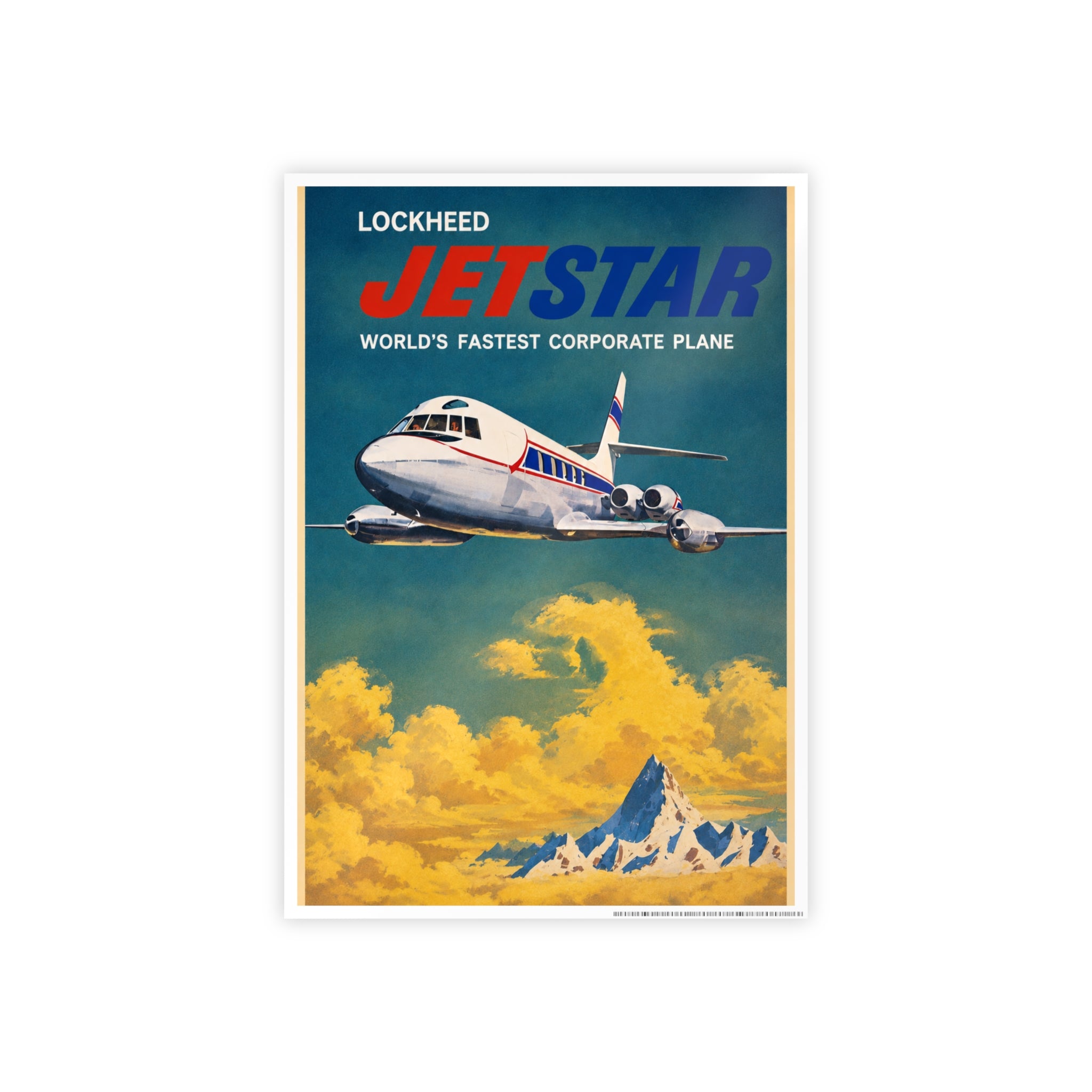 Jetstar Vintage Airplane Gloss Poster — Lockheed 'World's Fastest Corporate Plane' Wall Art