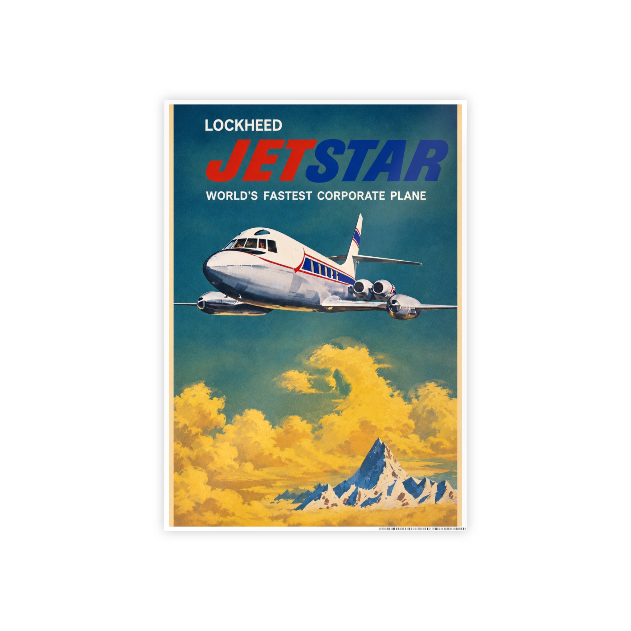 Jetstar Vintage Airplane Gloss Poster — Lockheed 'World's Fastest Corporate Plane' Wall Art