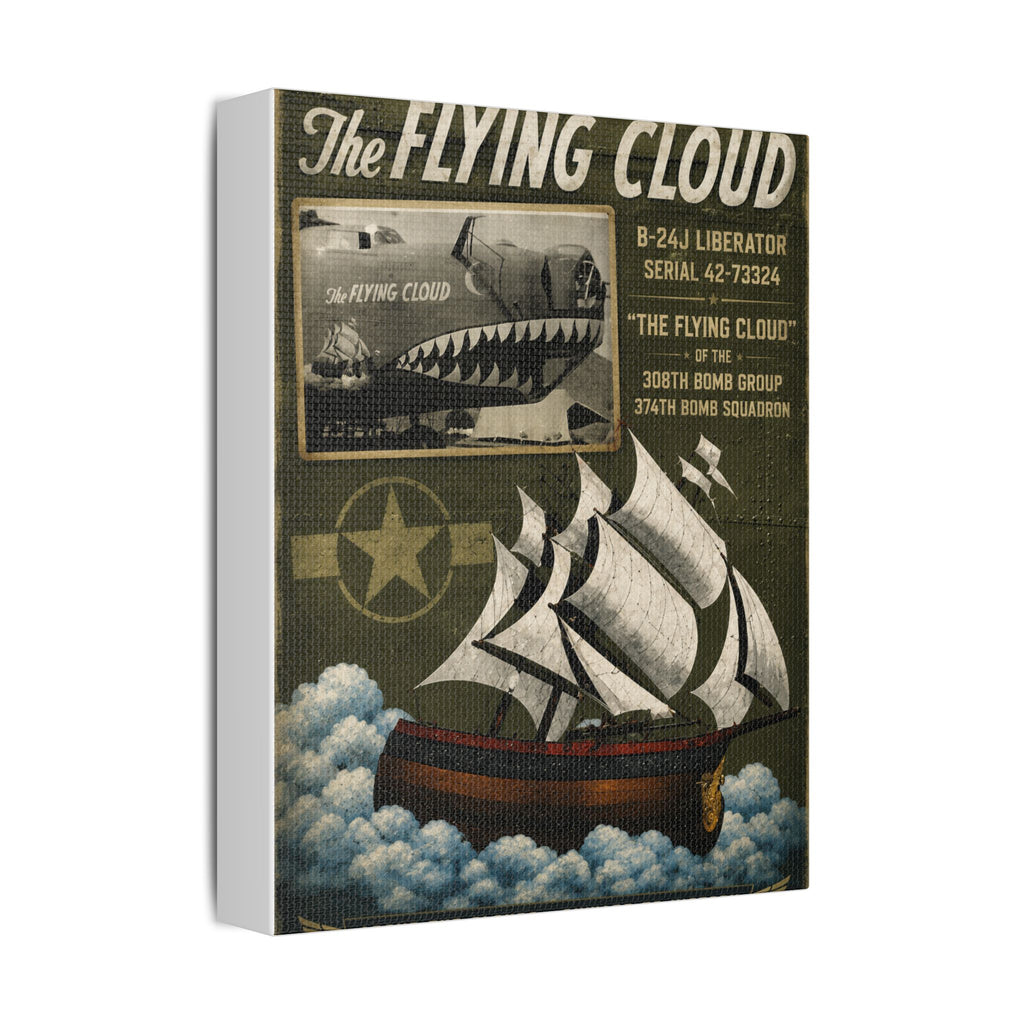 Flying Cloud Vintage Airship Canvas Print — 'The Flying Cloud' Stretched Satin Wall Art
