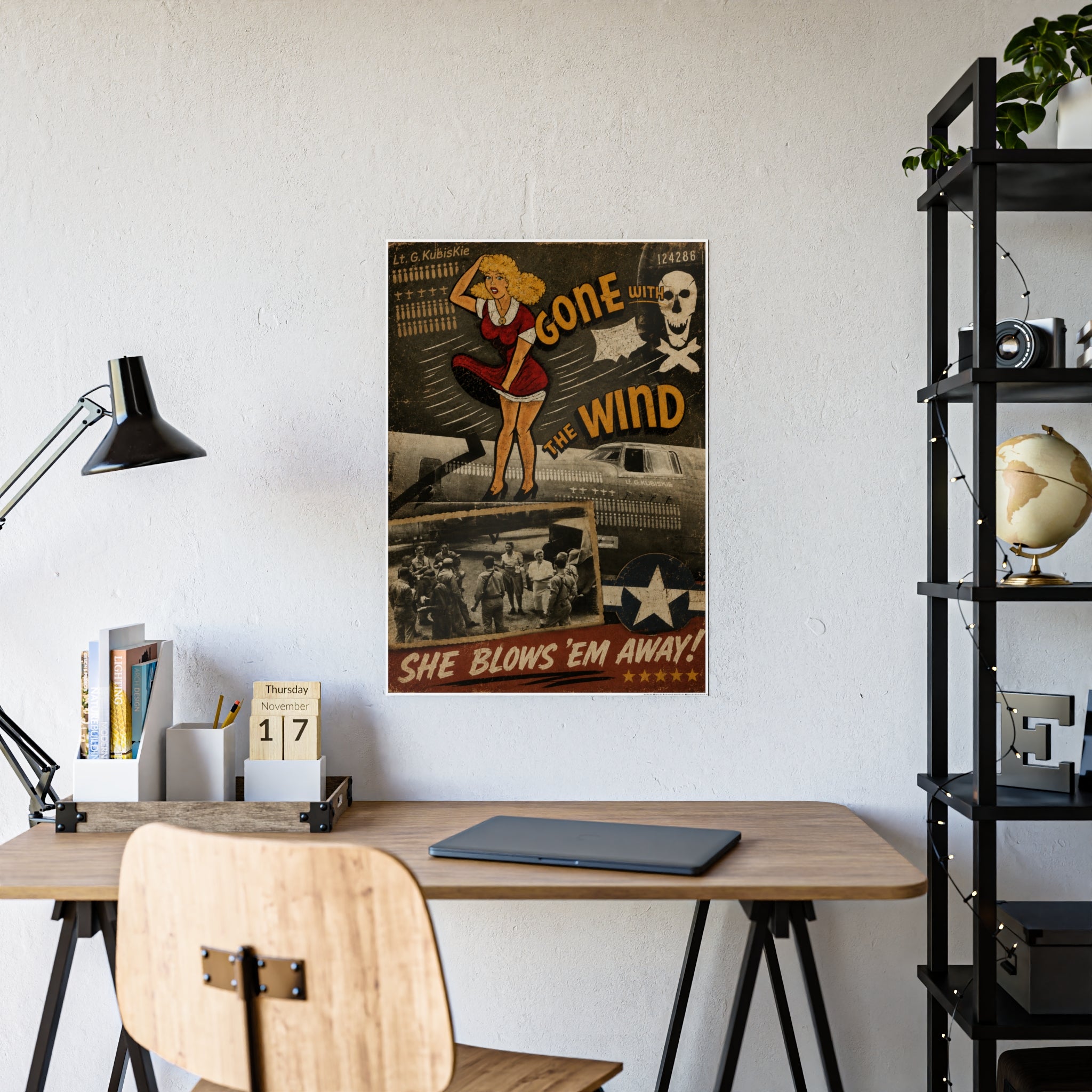 Vintage 'Gone With The Wind' Pin-Up Gloss Poster — Retro WWII Nose Art Print