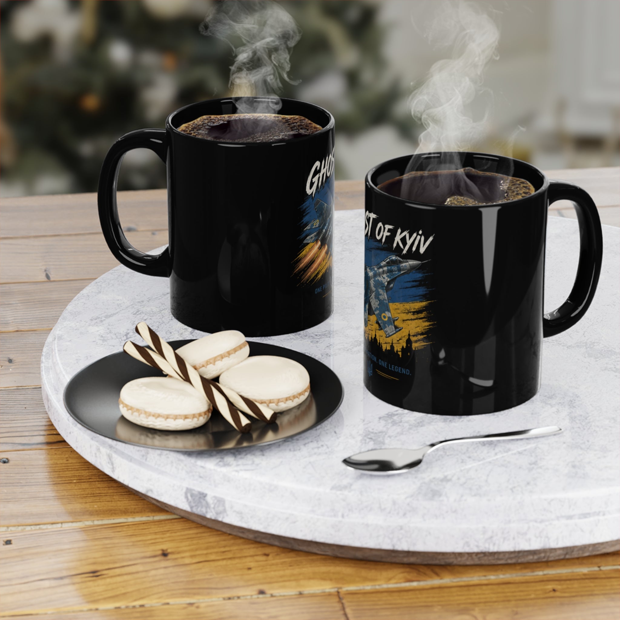 Ghost of Kyiv Coffee Mug — Ukrainian Fighter Jet 11oz