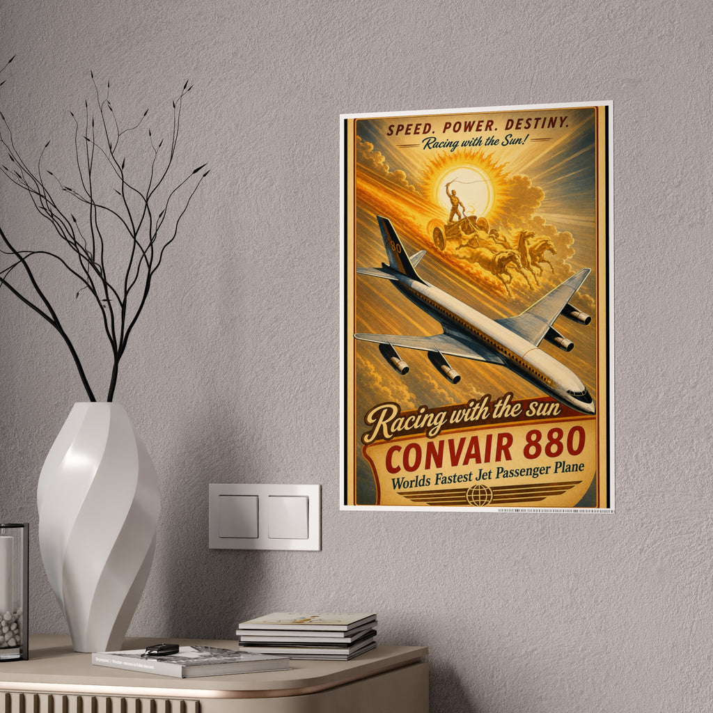 Convair 880 Vintage Airplane Poster — "Racing with the Sun" Gloss Poster