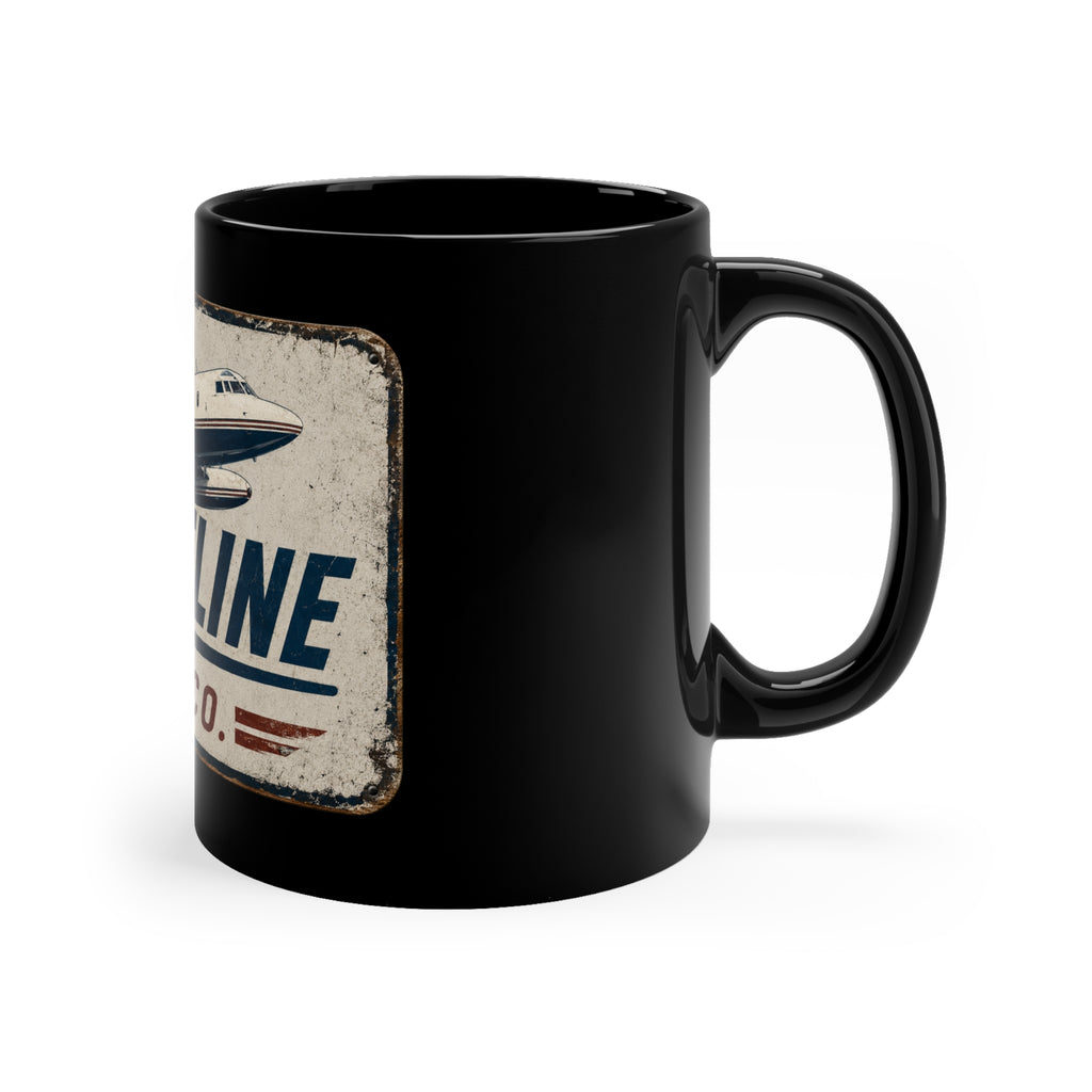 Flightline Trade Co. Vintage Plane Black Coffee Mug — 11oz