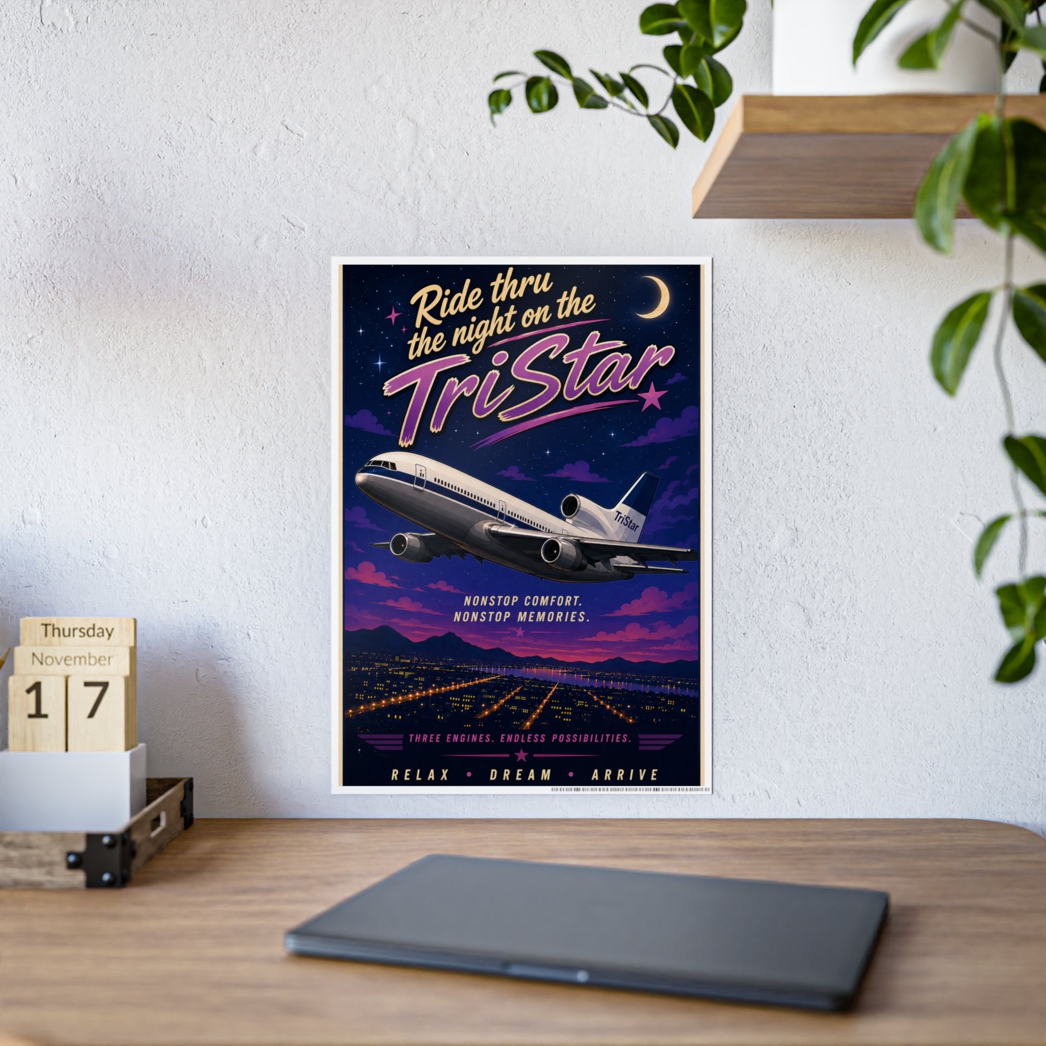 Gloss Poster - Retro Airplane Print "Nonstop Comfort, Nonstop Memories"