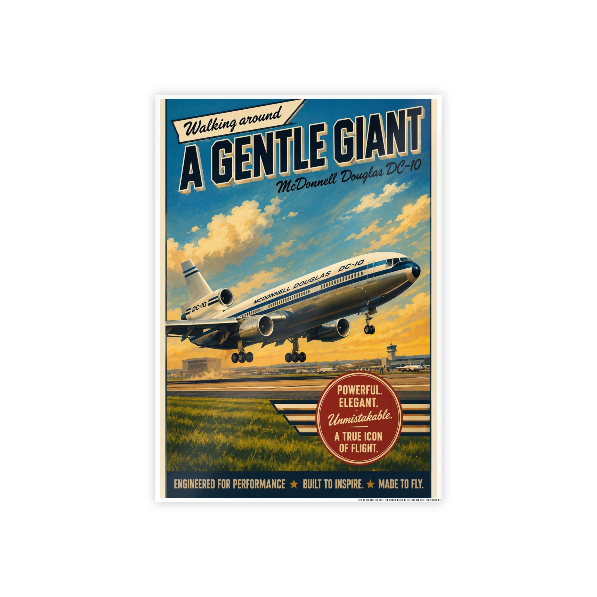 A Gentle Giant Vintage Airliner Gloss Poster — Retro Douglas DC-10 Aviation Wall Art