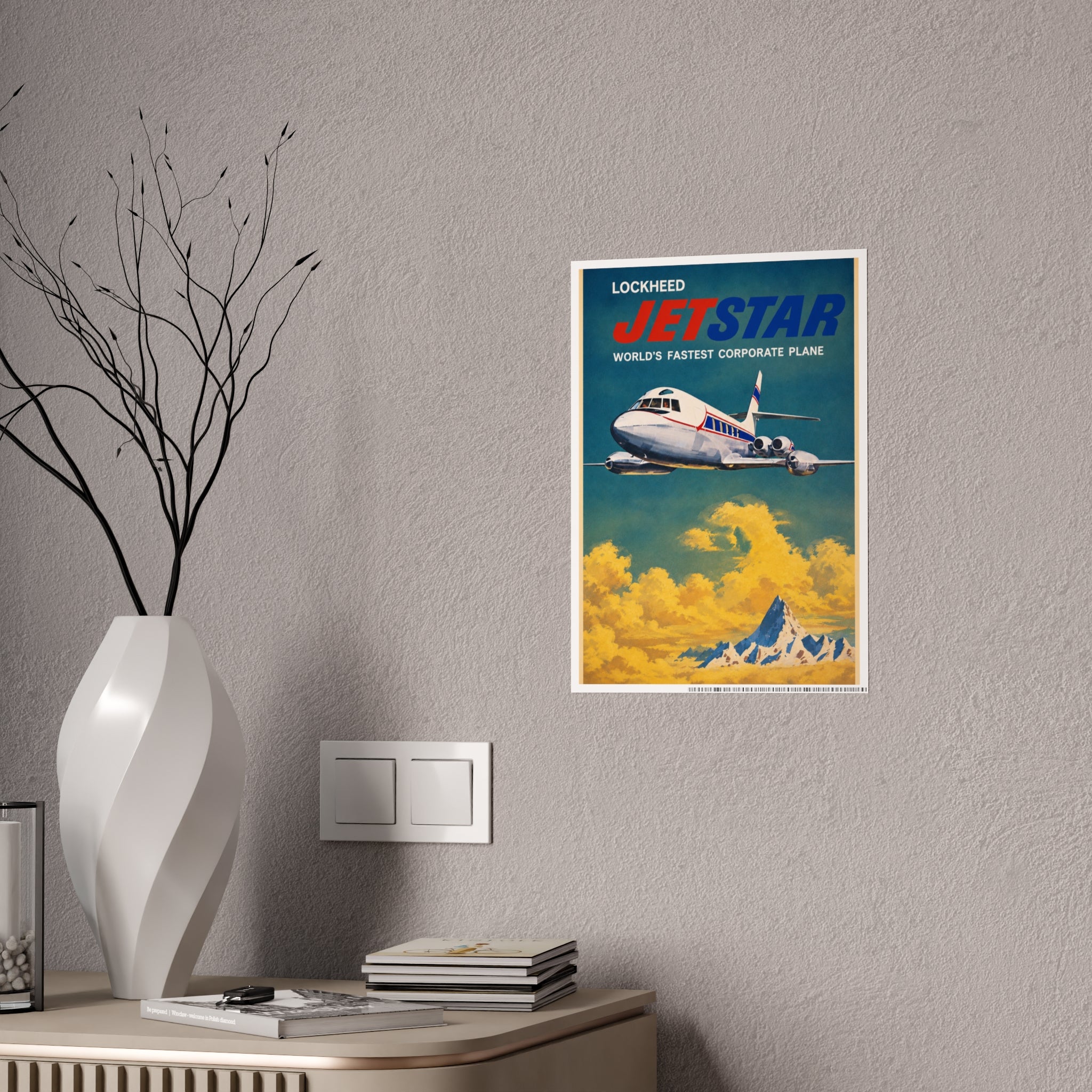 Jetstar Vintage Airplane Gloss Poster — Lockheed 'World's Fastest Corporate Plane' Wall Art