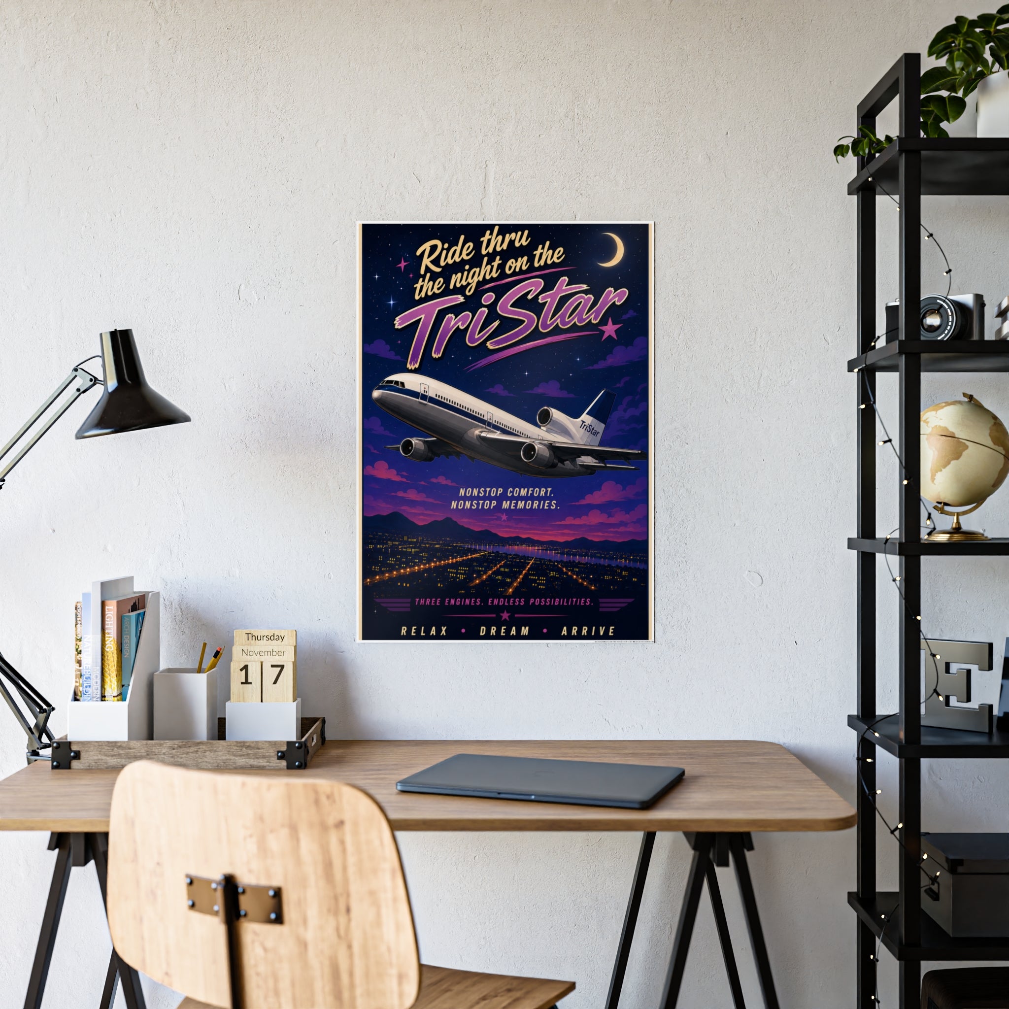 Gloss Poster - Retro Airplane Print "Nonstop Comfort, Nonstop Memories"