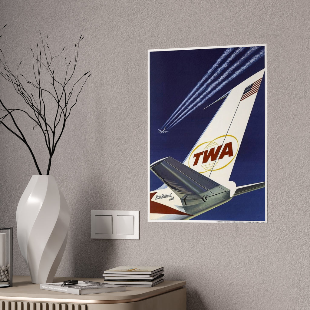 Vintage TWA Airline Poster Print — Retro Aviation Wall Art
