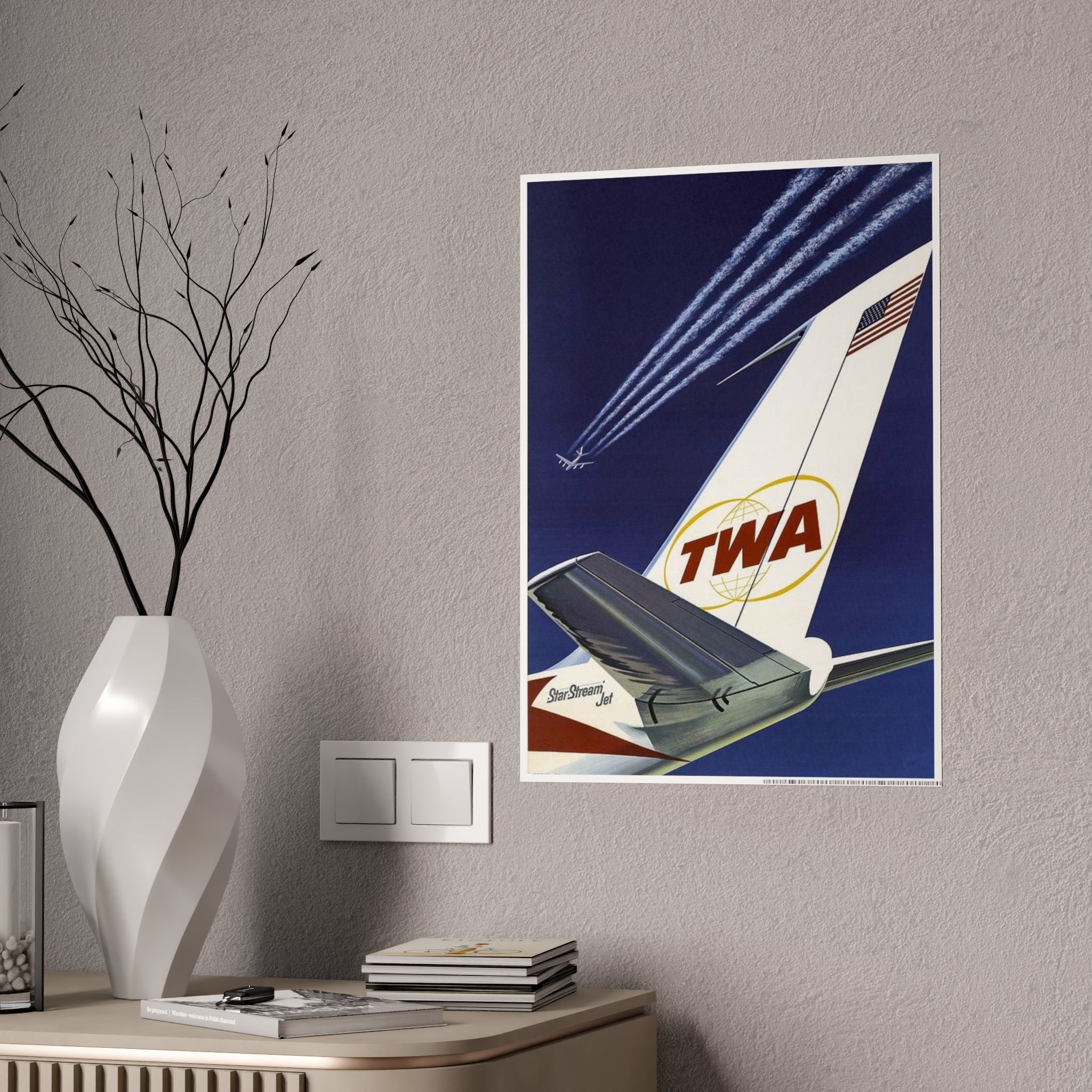 Vintage TWA Airline Poster Print — Retro Aviation Wall Art