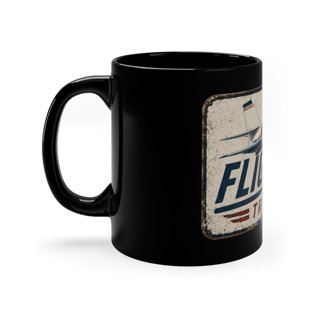 Flightline Trade Co. Vintage Plane Black Coffee Mug — 11oz