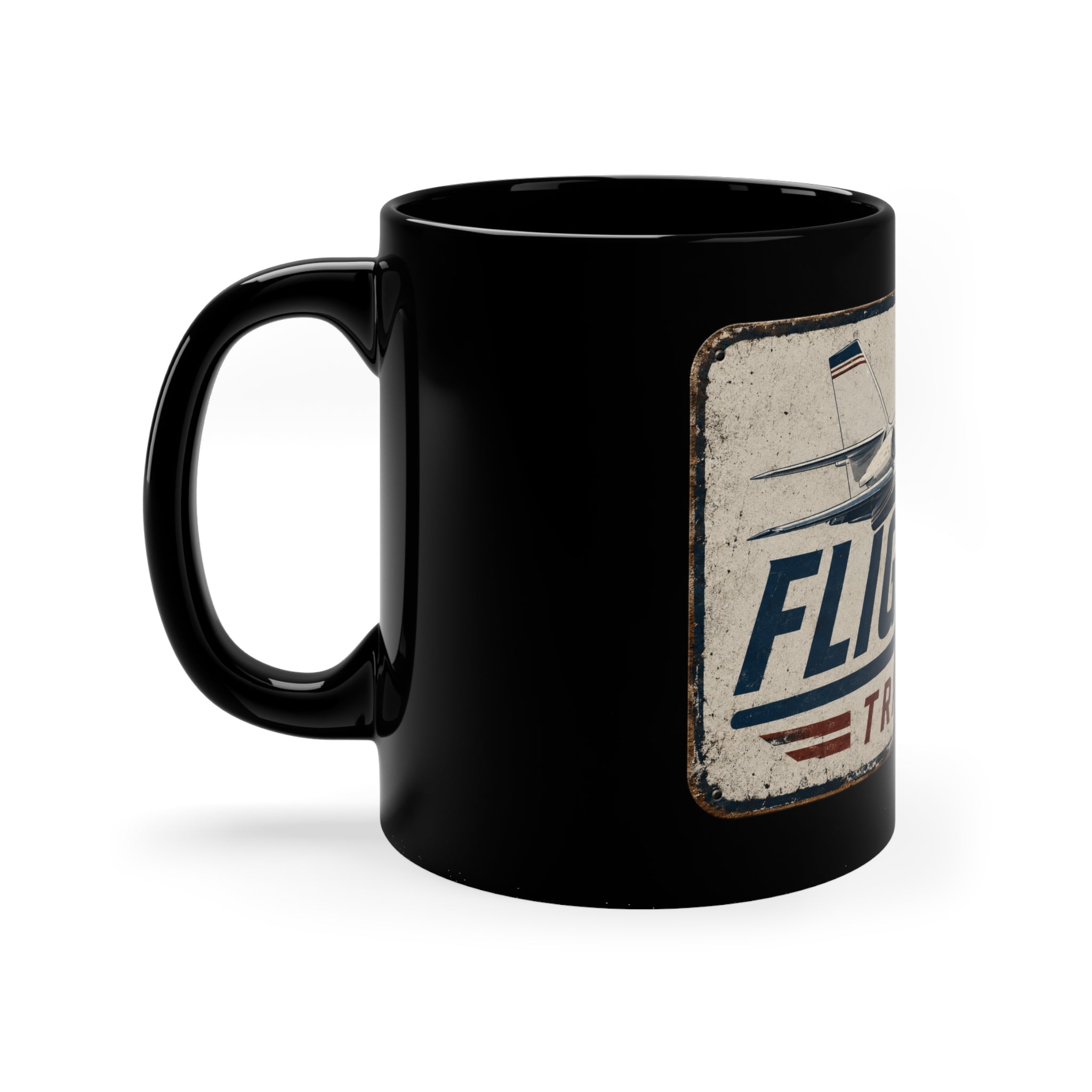 Flightline Trade Co. Vintage Plane Black Coffee Mug — 11oz