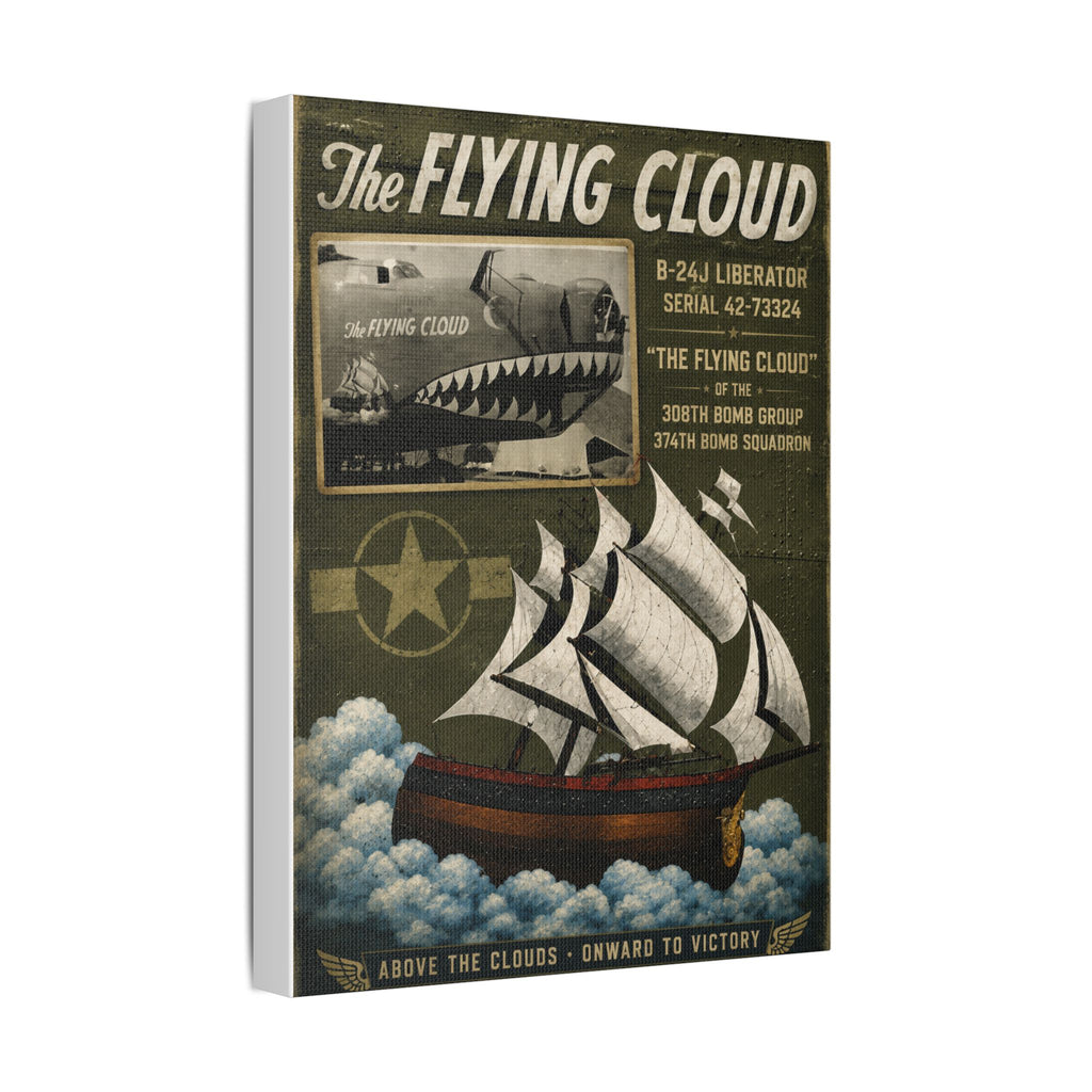 Flying Cloud Vintage Airship Canvas Print — 'The Flying Cloud' Stretched Satin Wall Art