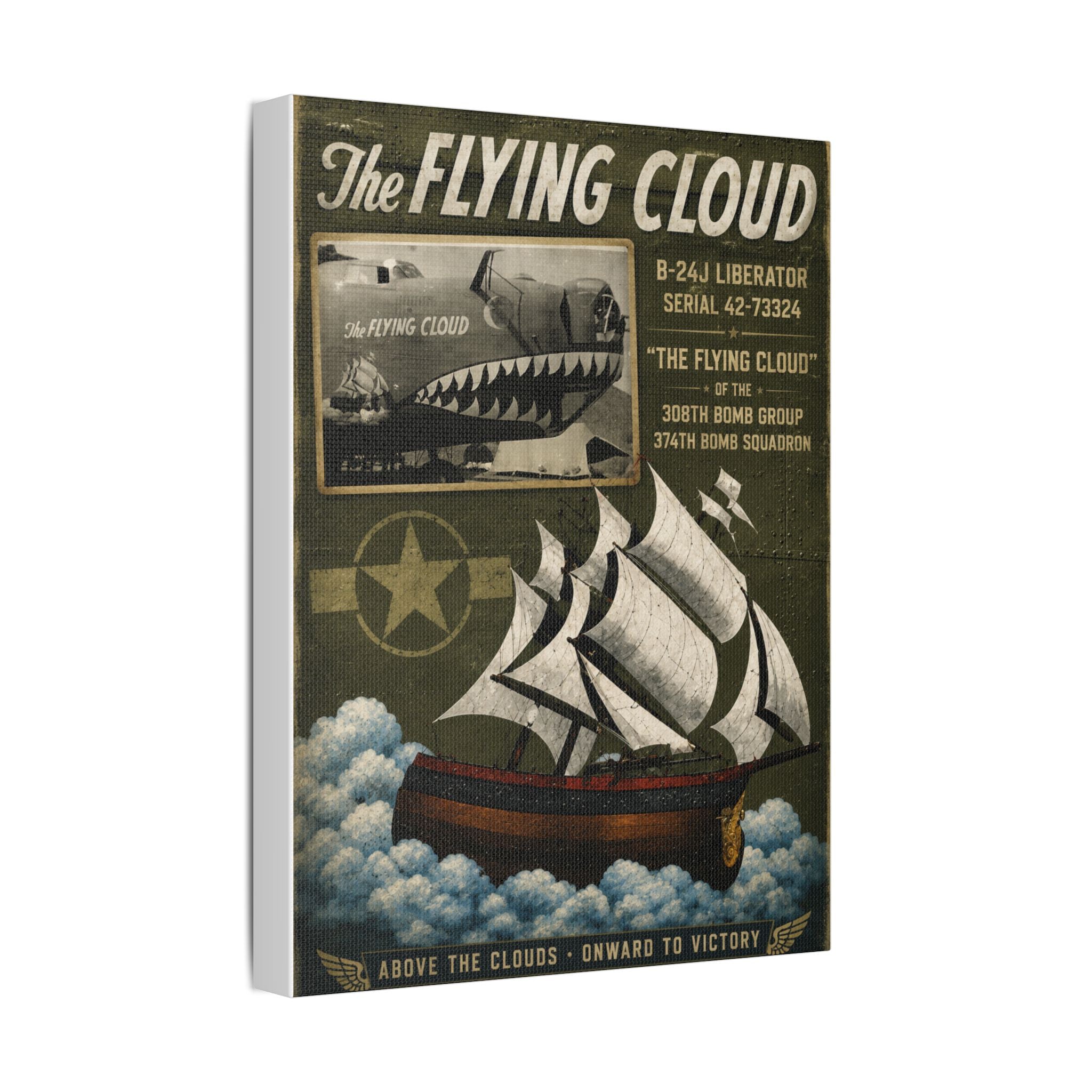 Flying Cloud Vintage Airship Canvas Print — 'The Flying Cloud' Stretched Satin Wall Art