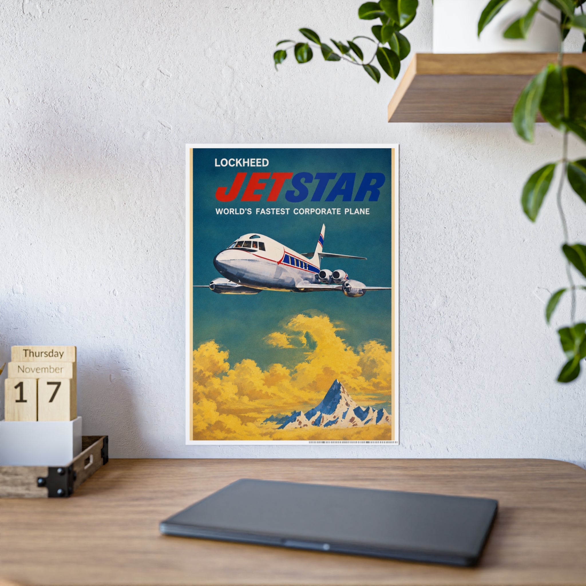 Jetstar Vintage Airplane Gloss Poster — Lockheed 'World's Fastest Corporate Plane' Wall Art