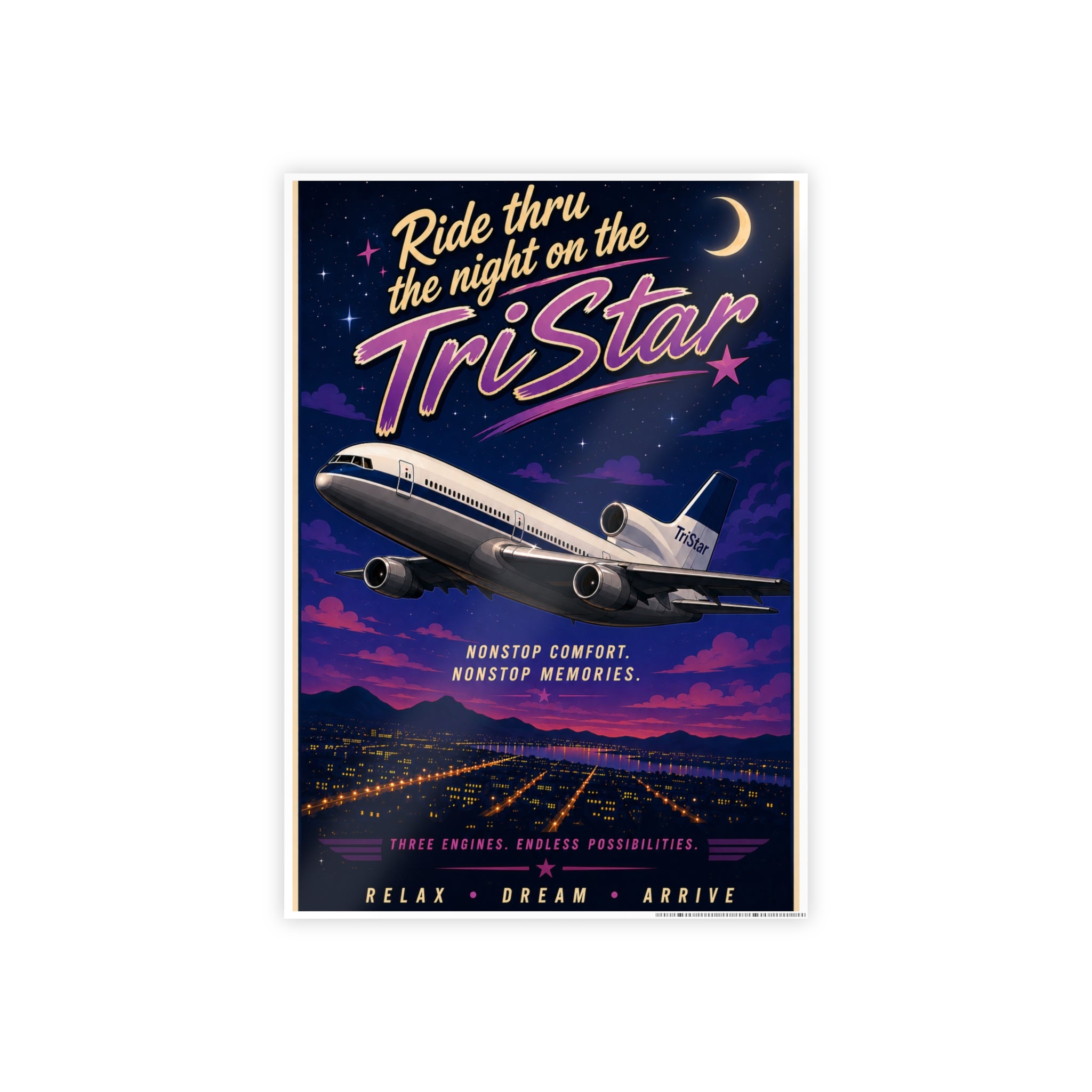 Gloss Poster - Retro Airplane Print "Nonstop Comfort, Nonstop Memories"