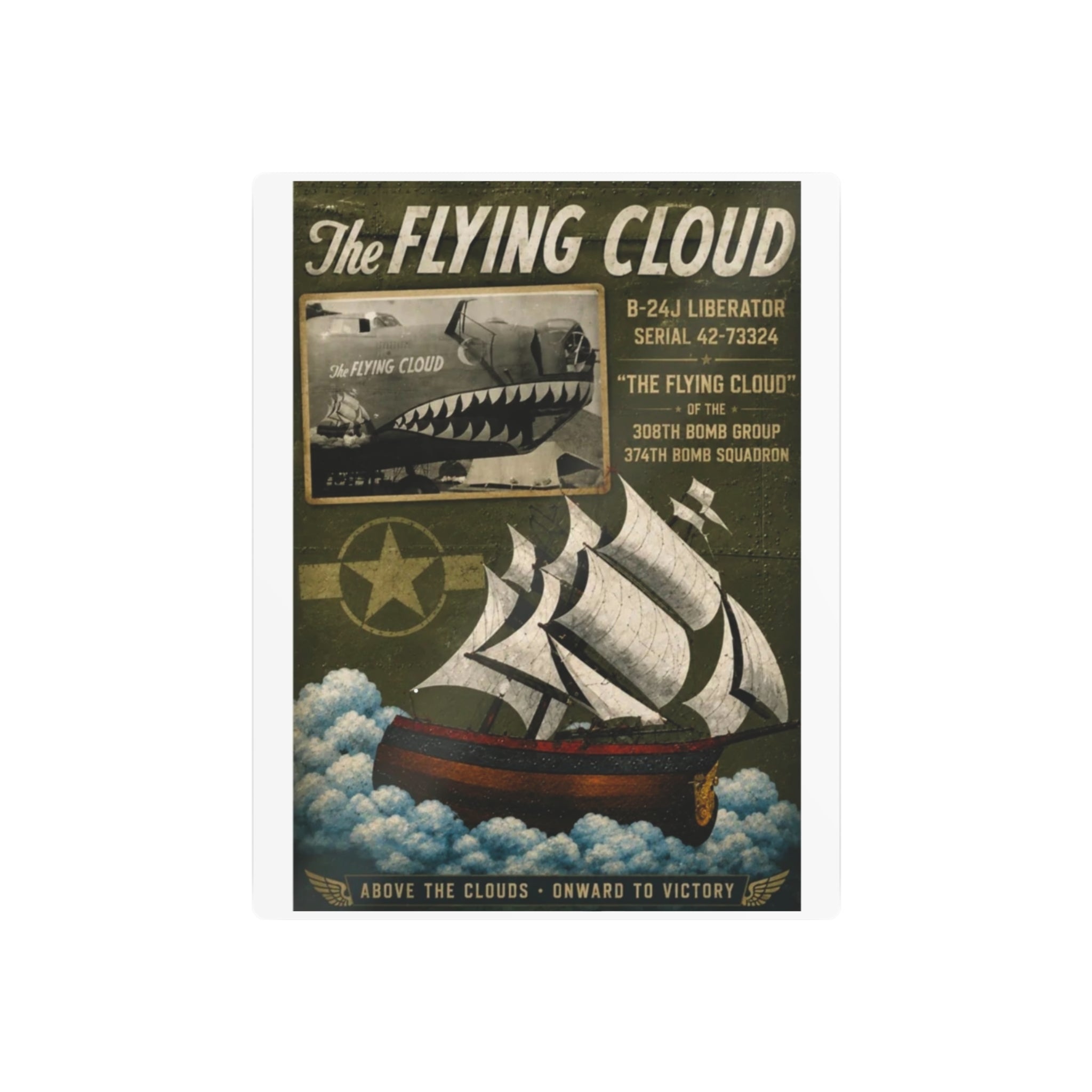 Vintage 'The Flying Cloud' Metal Sign – Nautical Airplane Retro Wall Art