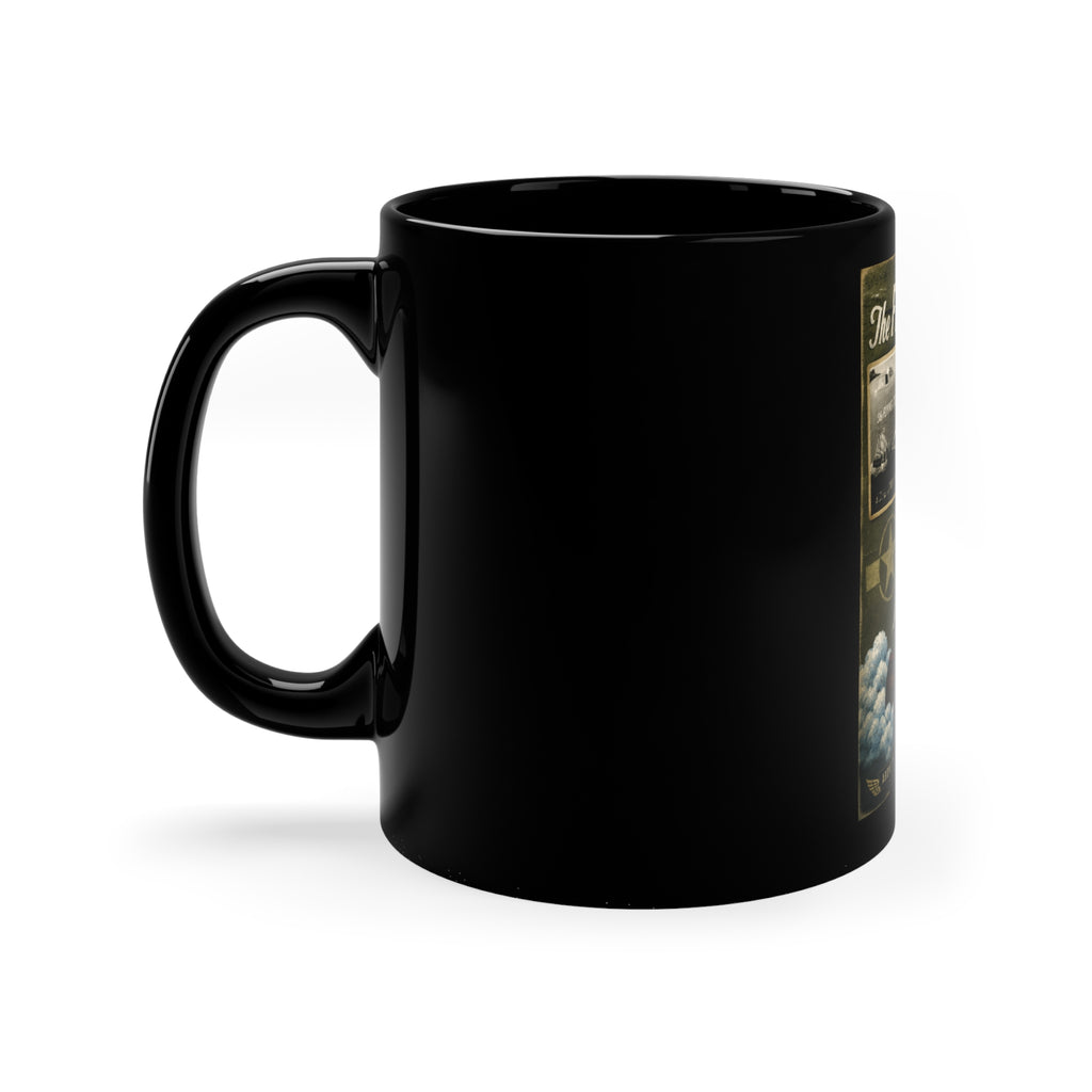 Flying Cloud Vintage Airship Coffee Mug — Retro Nautical Aviation Poster Design, 11oz Black Mug