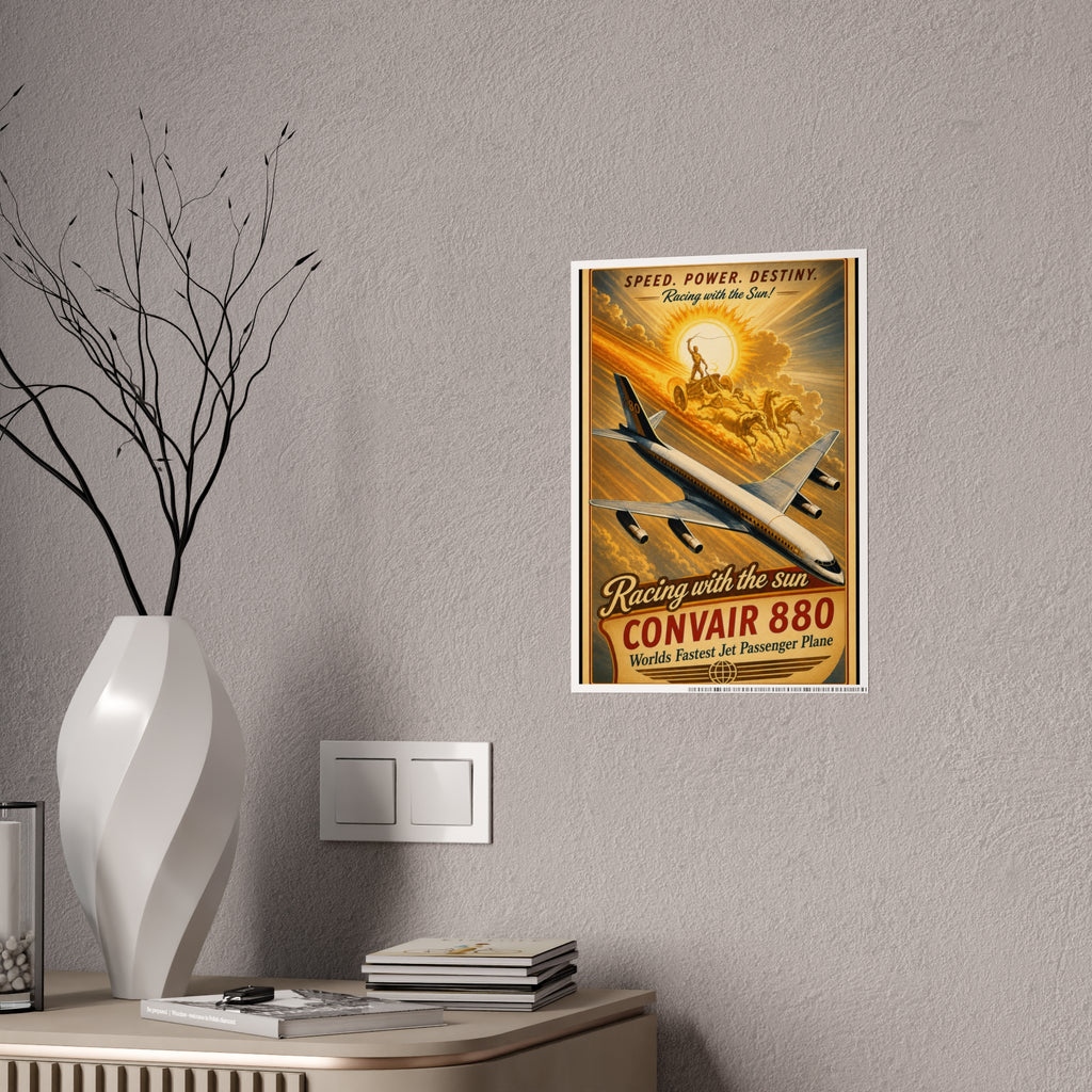 Convair 880 Vintage Airplane Poster — "Racing with the Sun" Gloss Poster