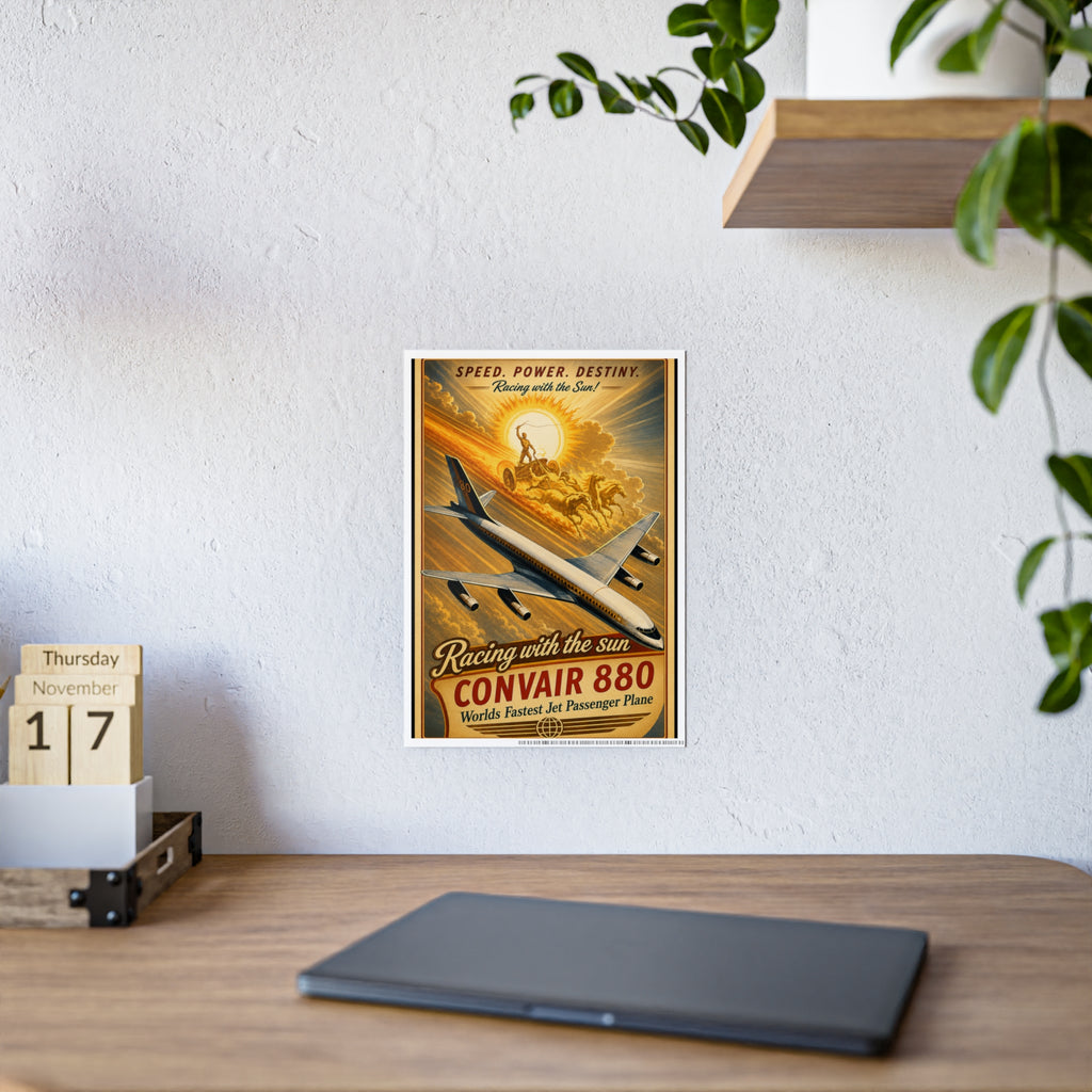 Convair 880 Vintage Airplane Poster — "Racing with the Sun" Gloss Poster