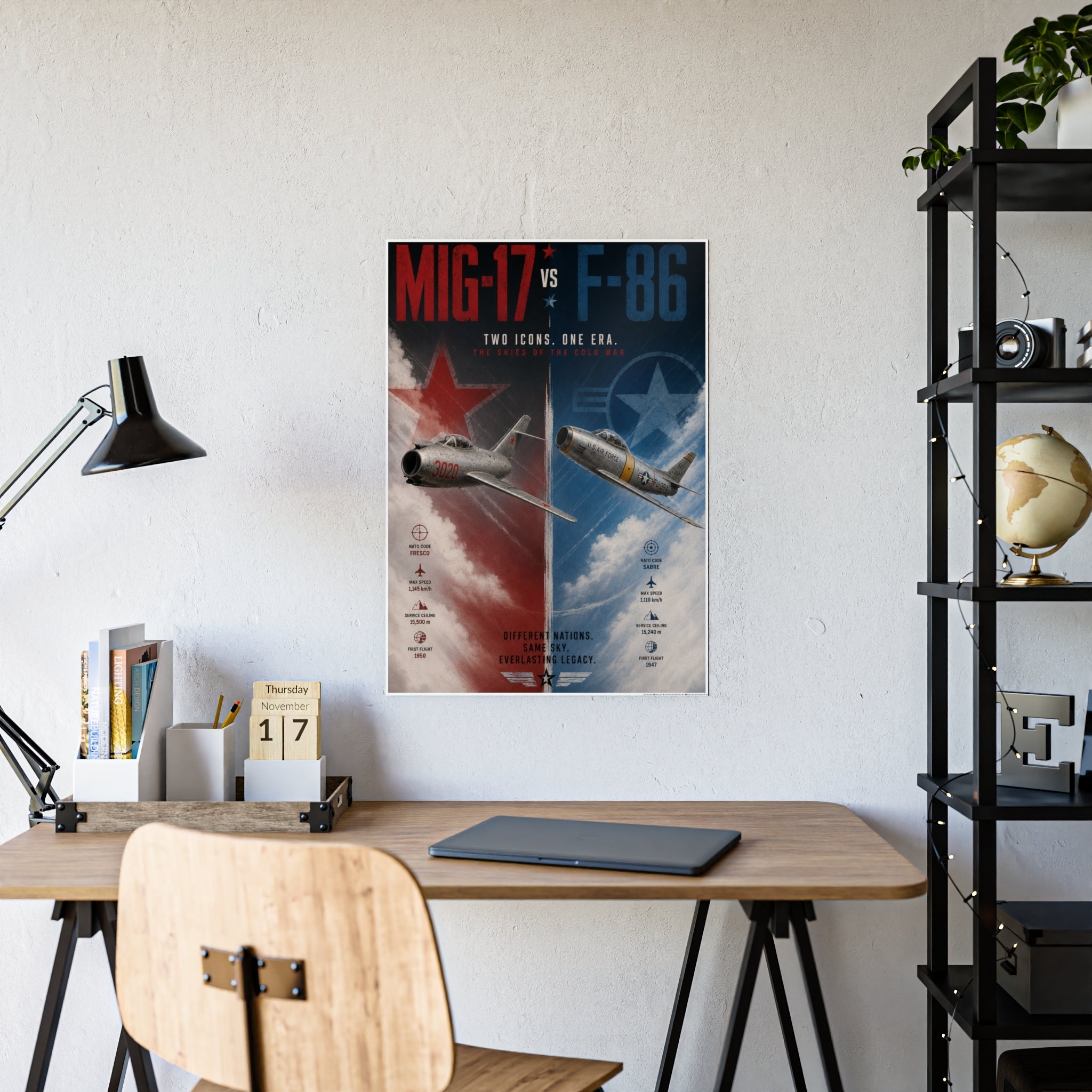 Mig-17 vs F-86 Aviation Poster — Vintage Jet Fighter Gloss Print
