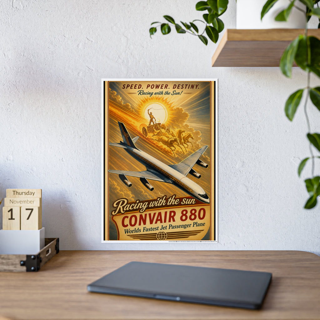 Convair 880 Vintage Airplane Poster — "Racing with the Sun" Gloss Poster