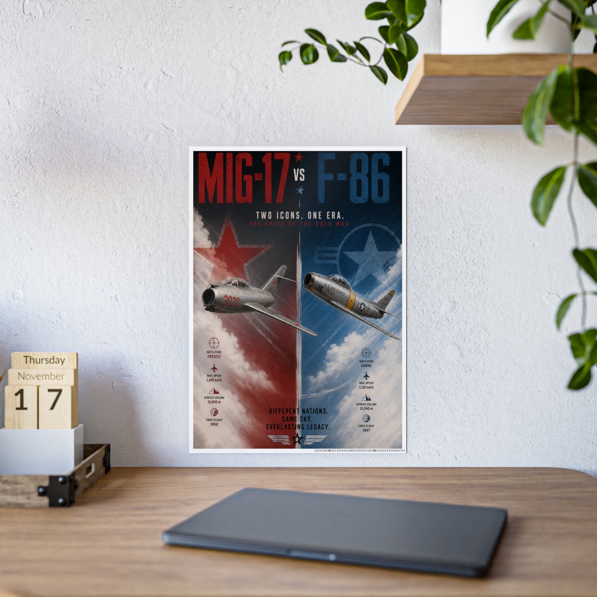 Mig-17 vs F-86 Aviation Poster — Vintage Jet Fighter Gloss Print