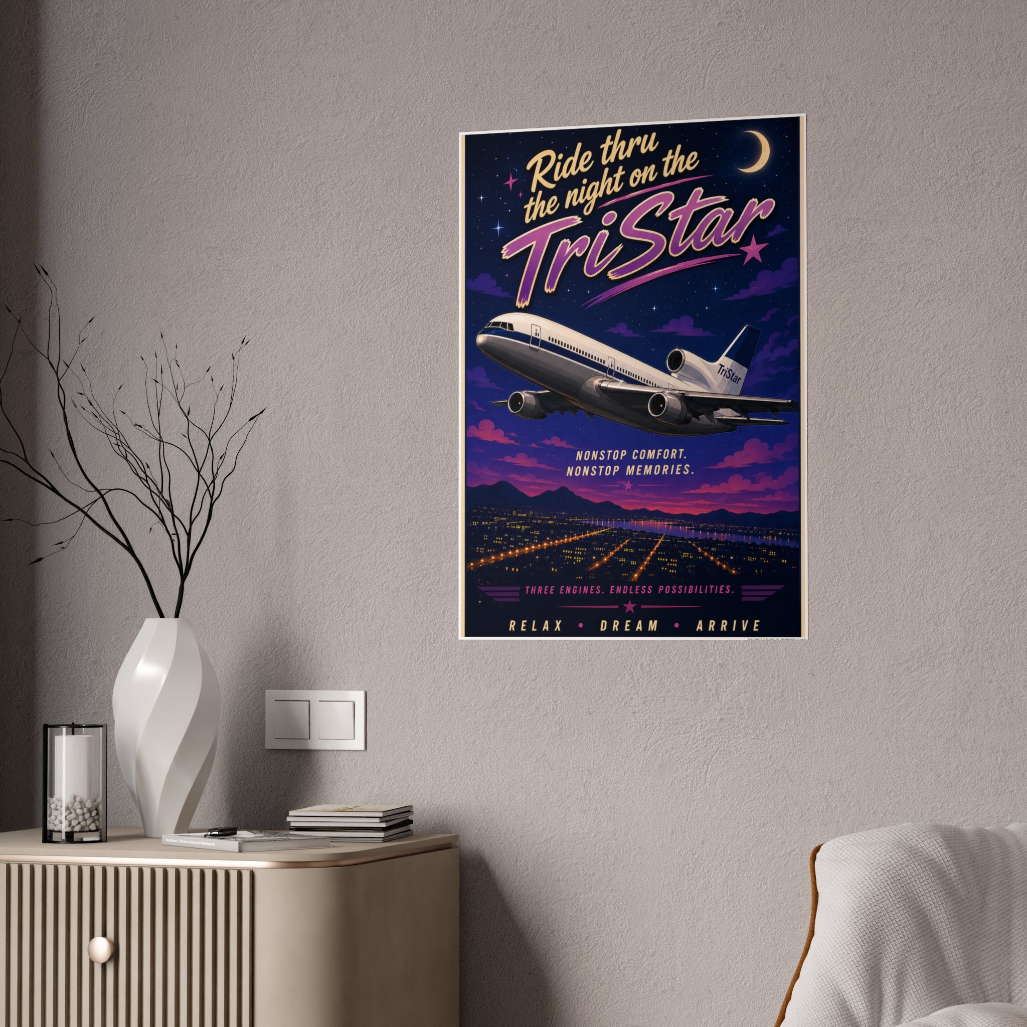 Gloss Poster - Retro Airplane Print "Nonstop Comfort, Nonstop Memories"