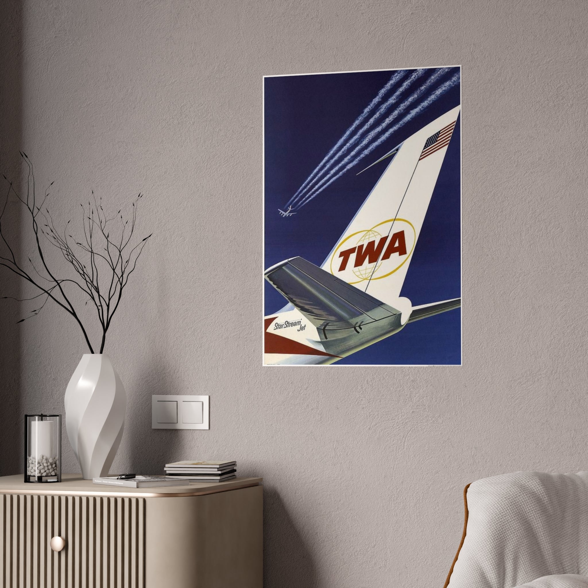 Vintage TWA Airline Poster Print — Retro Aviation Wall Art