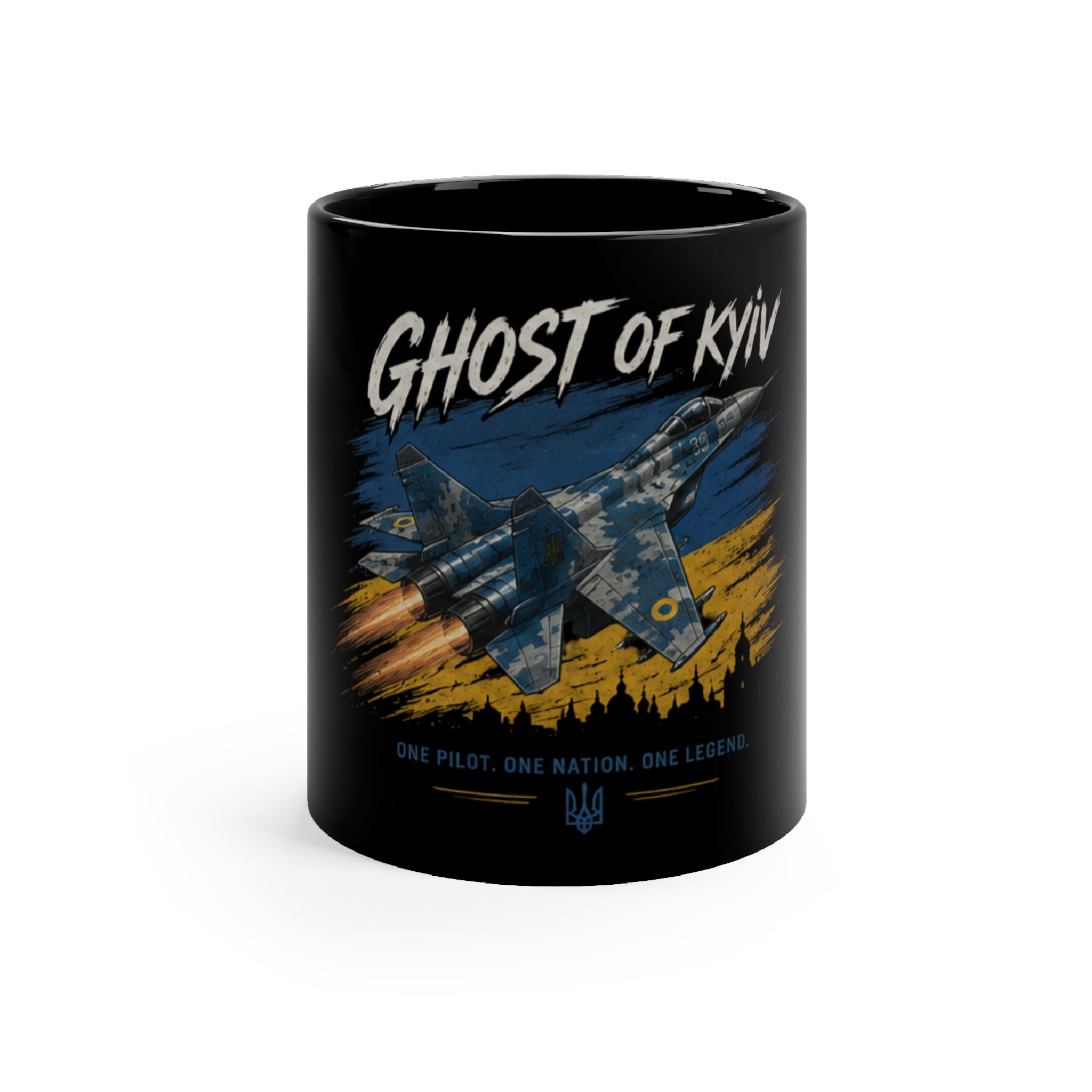 Ghost of Kyiv Coffee Mug — Ukrainian Fighter Jet 11oz
