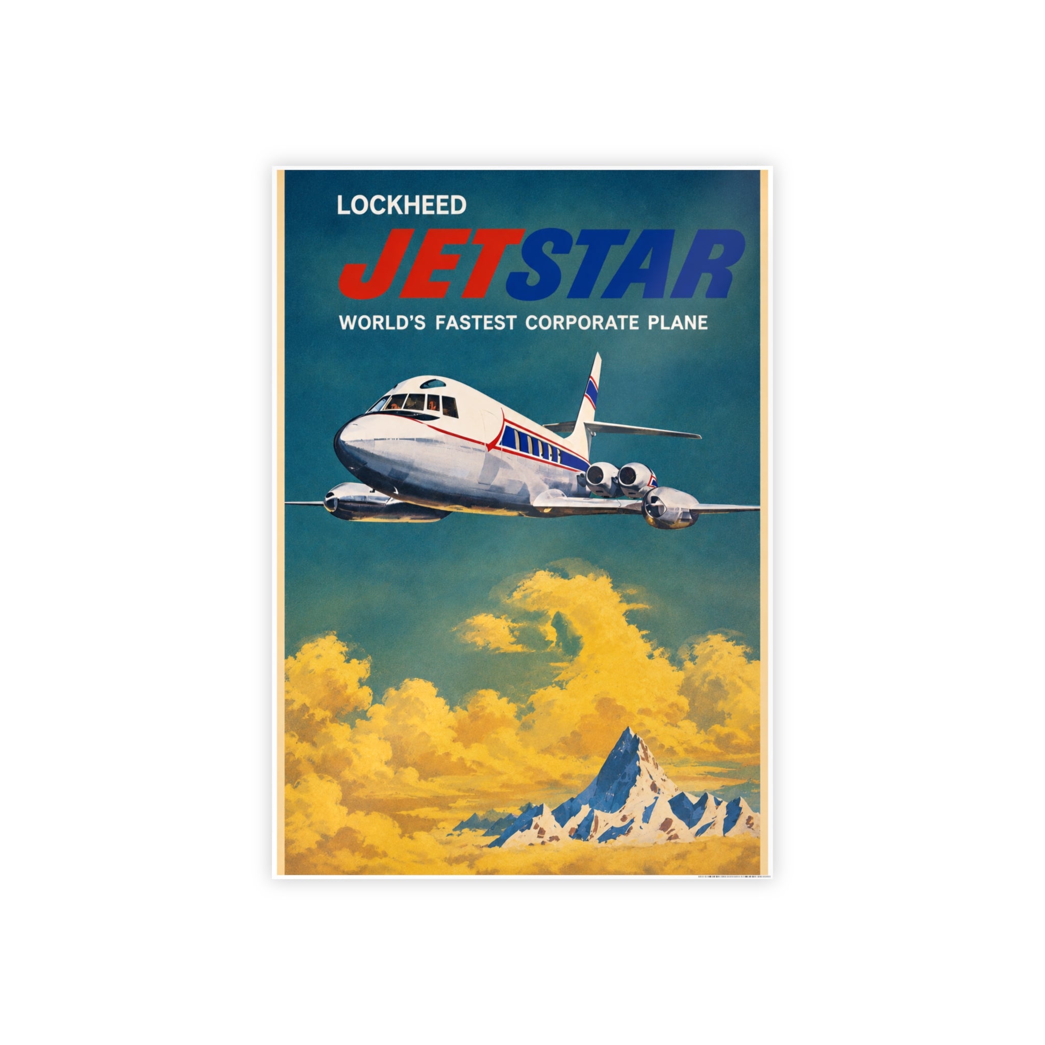 Jetstar Vintage Airplane Gloss Poster — Lockheed 'World's Fastest Corporate Plane' Wall Art