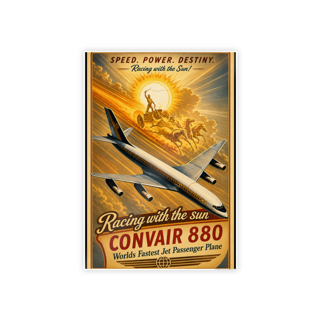 Convair 880 Vintage Airplane Poster — "Racing with the Sun" Gloss Poster