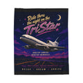 Velveteen Plush Blanket — 'Ride Thru the Night on the TriStar' Vintage Airplane Throw