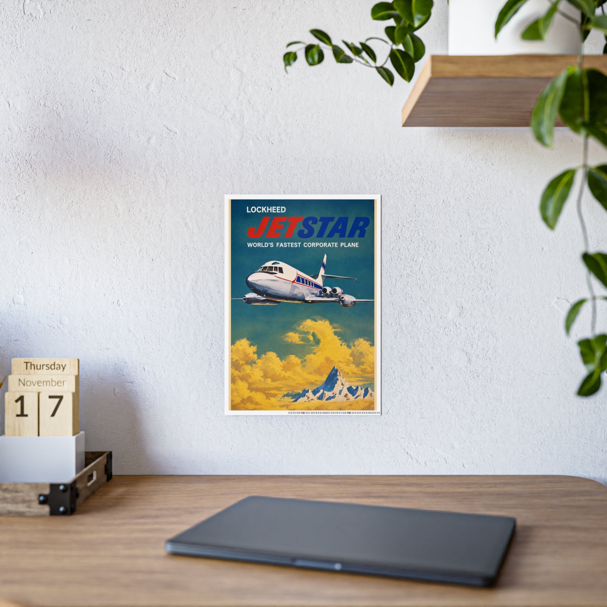 Jetstar Vintage Airplane Gloss Poster — Lockheed 'World's Fastest Corporate Plane' Wall Art