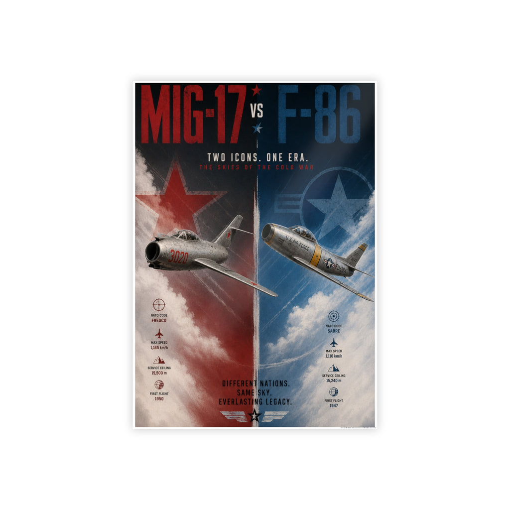 Mig-17 vs F-86 Aviation Poster — Vintage Jet Fighter Gloss Print