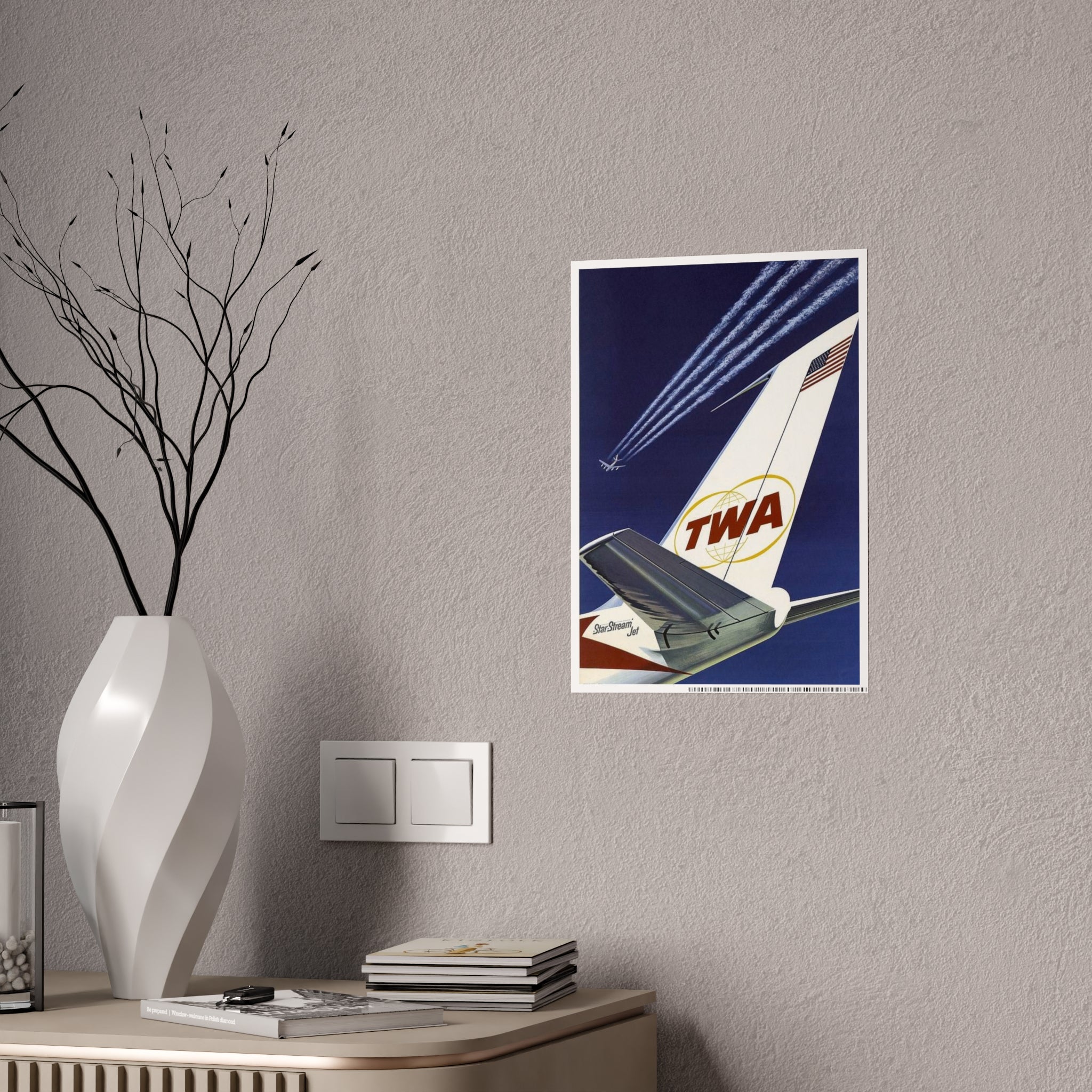 Vintage TWA Airline Poster Print — Retro Aviation Wall Art