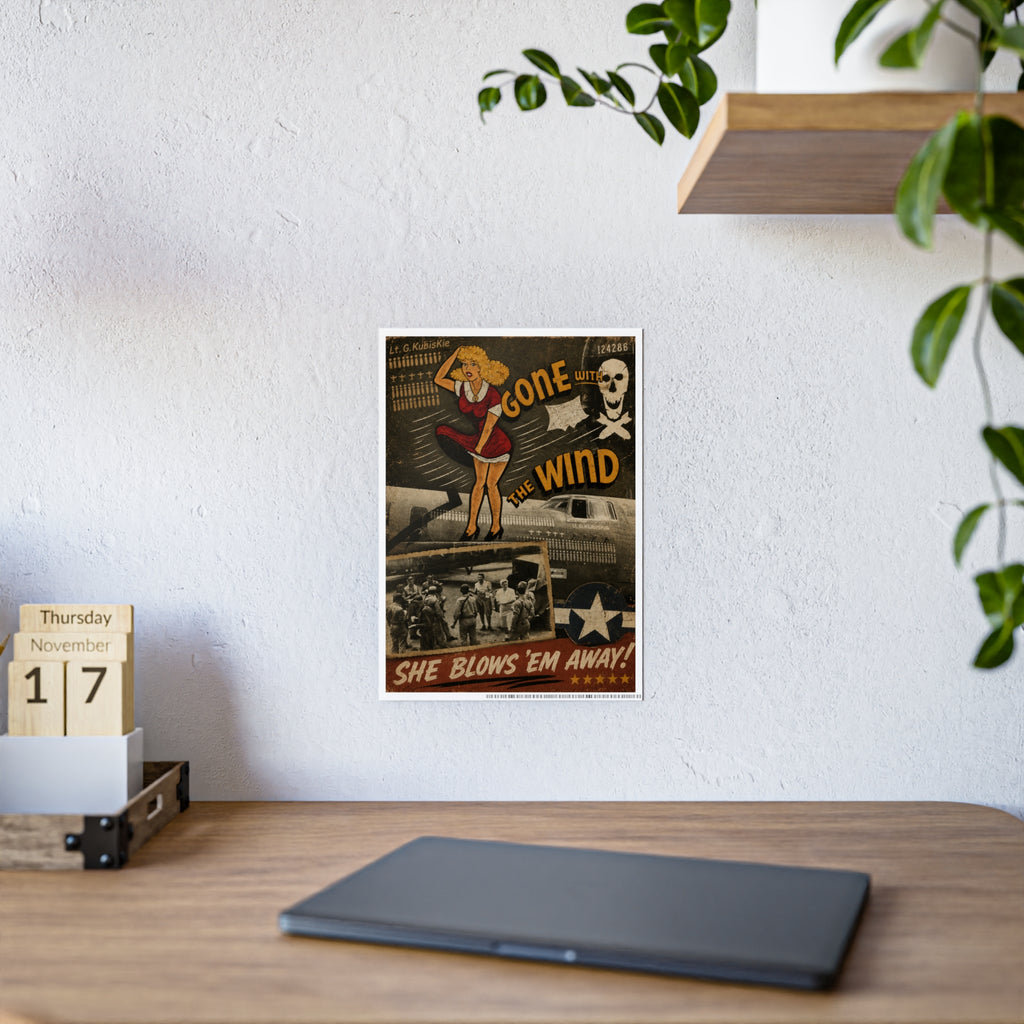 Vintage 'Gone With The Wind' Pin-Up Gloss Poster — Retro WWII Nose Art Print