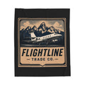 Flightline Trade Co. Velveteen Plush Blanket — Vintage Plane & Mountain Throw