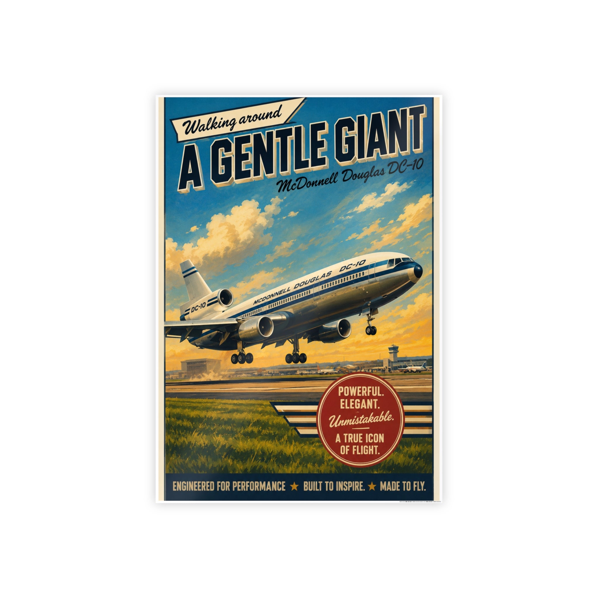 A Gentle Giant Vintage Airliner Gloss Poster — Retro Douglas DC-10 Aviation Wall Art